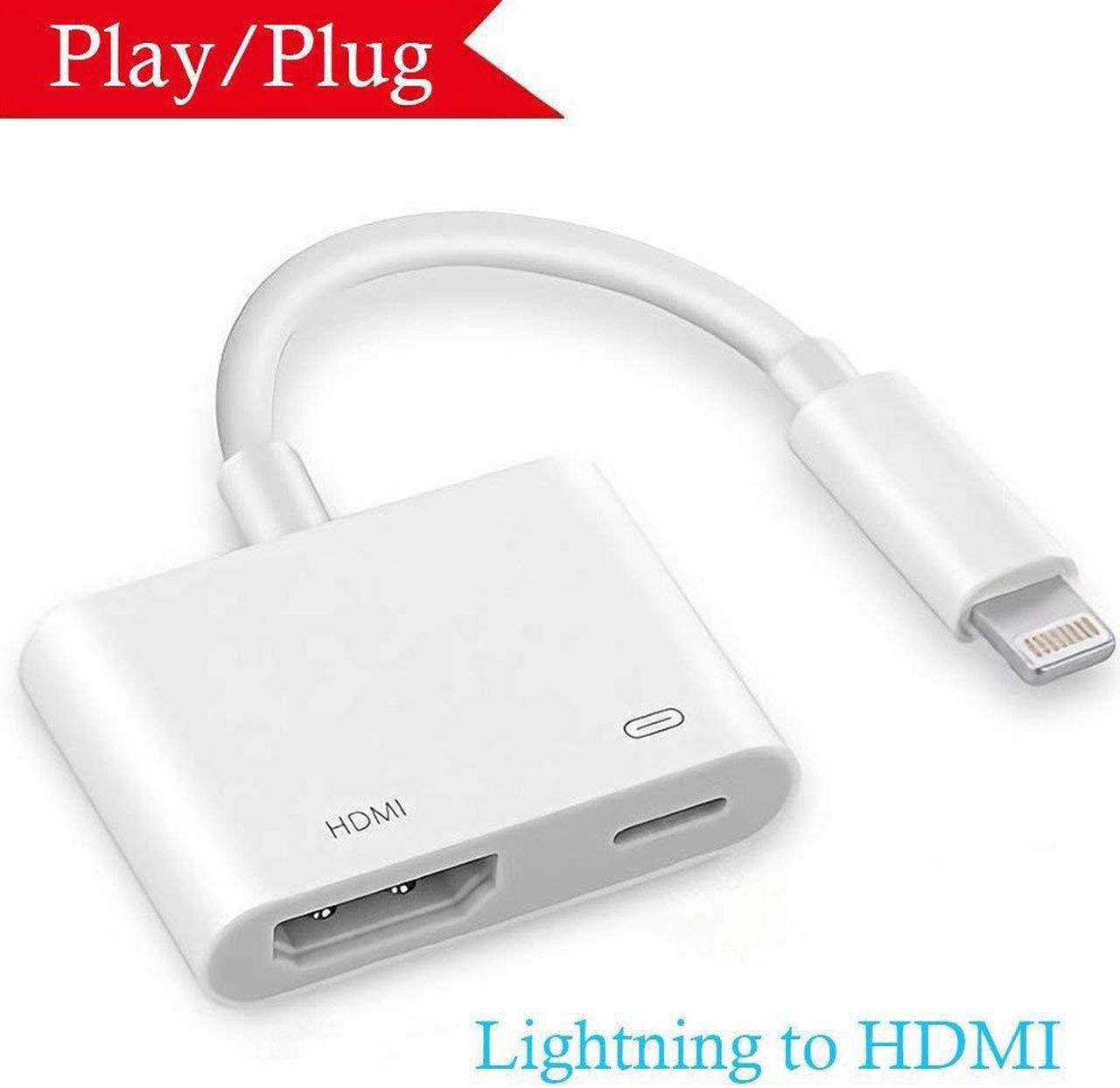 CORN Lightning to HDMI Adapter Converter, 1080P Lightning Digital AV Adapter, Puksic Lightning Digital AV Adapter for Select iPhone, iPad and iPod Models on HDTV Monitor Projector, Compatible with All