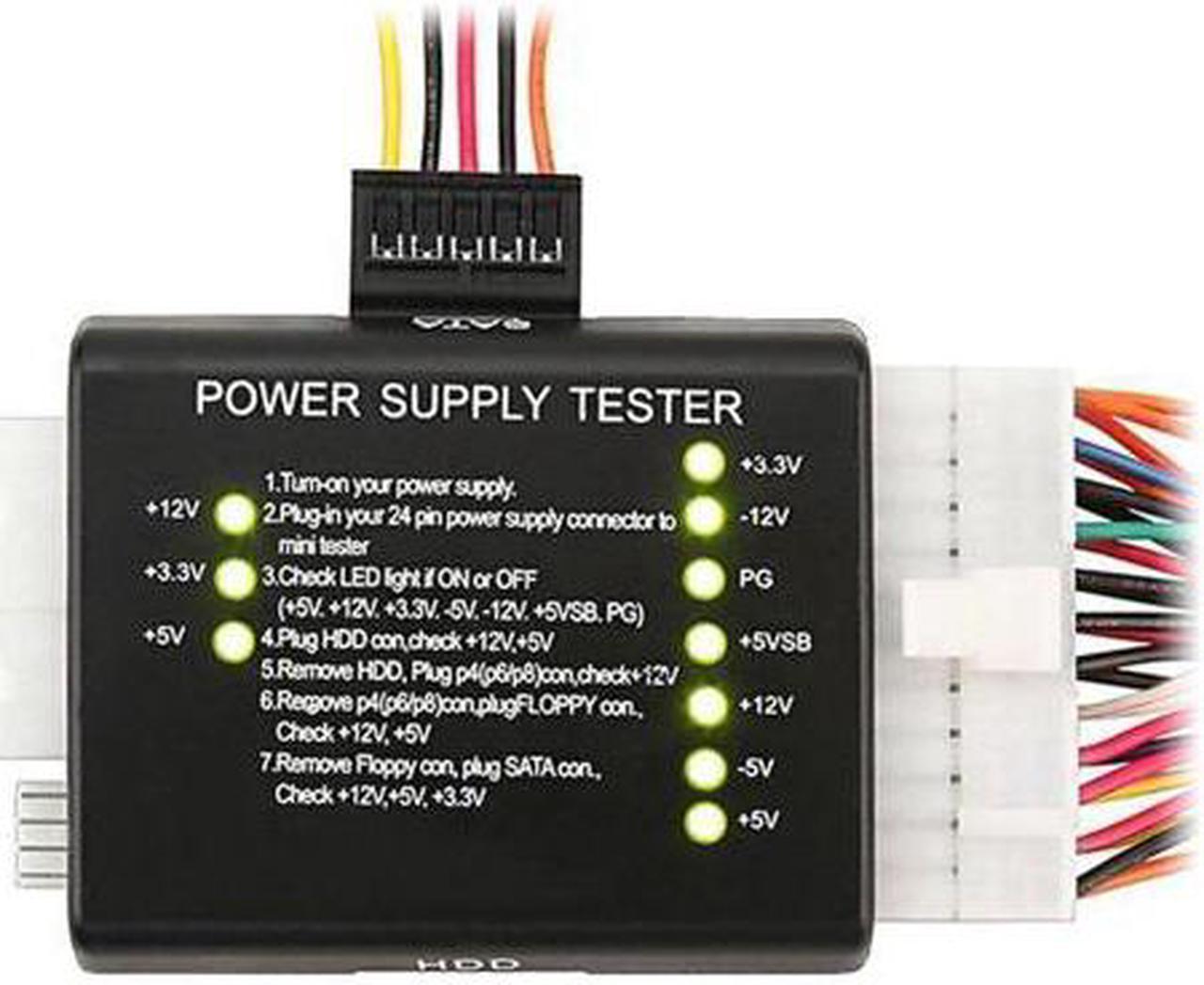 PC Computer 20/24 Pin Power Supply Tester With PSU ATX SATA HDD Connectors