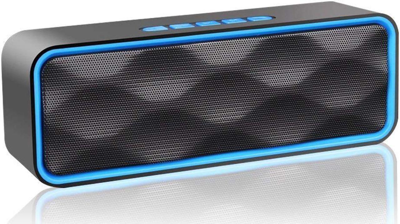 MANCASSY N7 Wireless Bluetooth Speaker, Outdoor Portable Stereo Speaker with HD Audio and Enhanced Bass, Built-In Dual Driver Speakerphone, FM Radio and TF Card Slot (Blue)