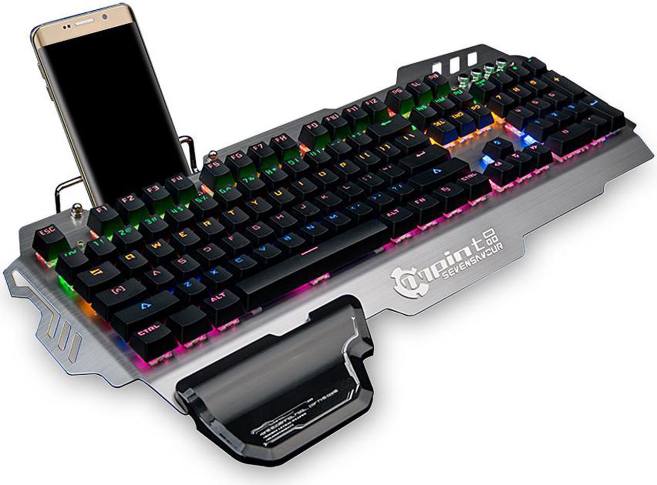 Main image of Professional Gaming Keyboard 8 LED Backlit Modes with Phone Holder Mechanical Feeling 104 Keys Waterproof for PC Laptop