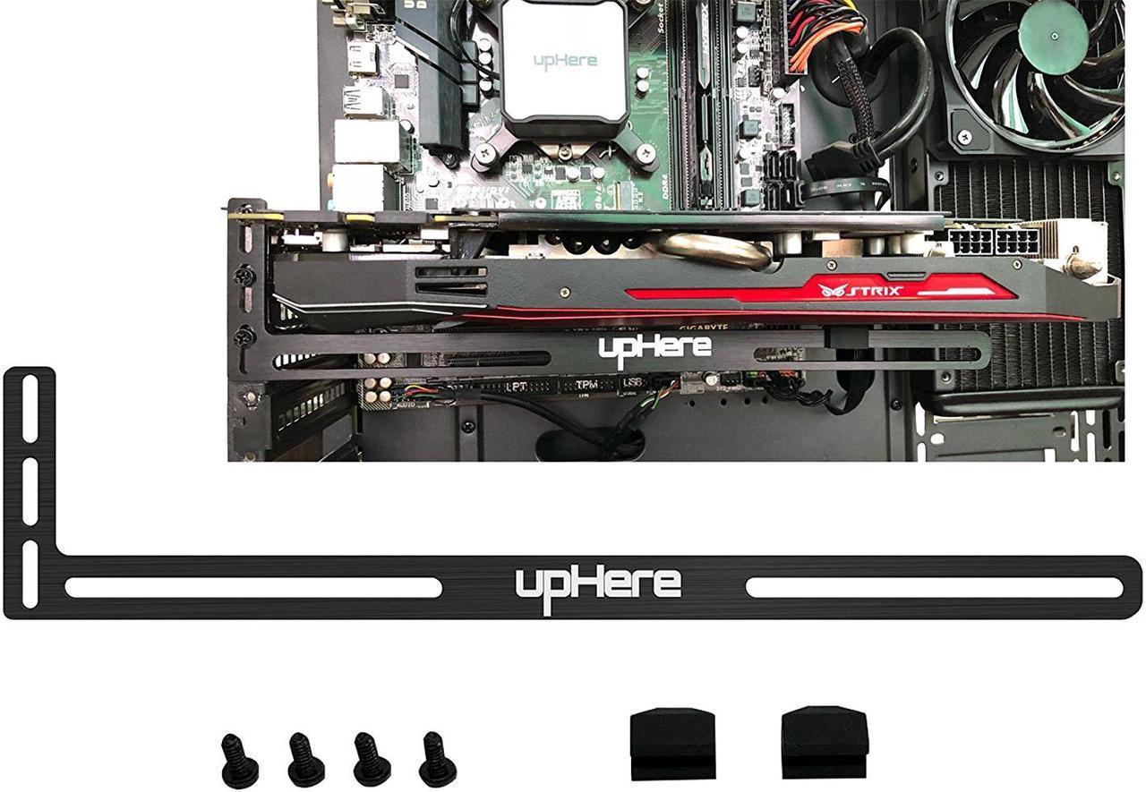 upHere Graphics Card GPU Brace Support Video Card Sag Holder/Holster Bracket, Anodized Aerospace Aluminum, Single or Dual Slot Cards(Black)