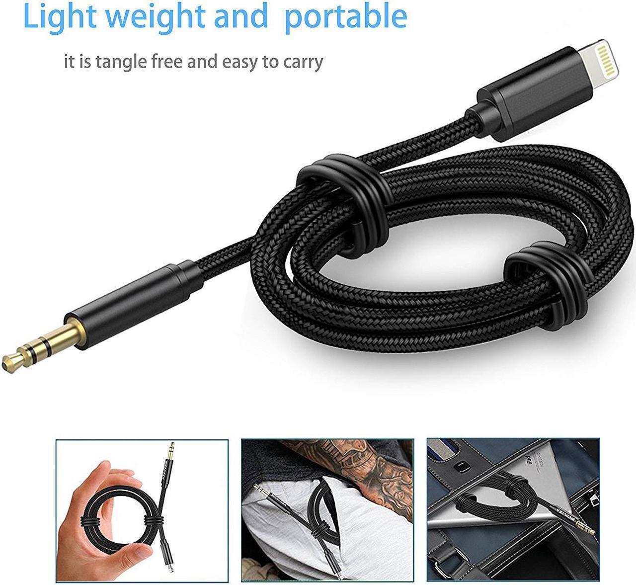 Alt view image 5 of 5 - Lightning to 3.5mm Male Aux Stereo Audio Cable, Supporting iOS 11/10.3 or above, Corn Nylon Car Aux Cable for iPhone X/ 8/ 7 / 7 Plus, iPhone Adapter for Car Home Stereo