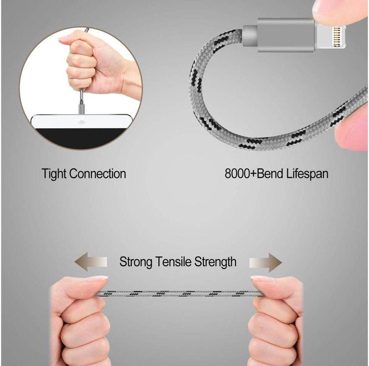 Alt view image 4 of 6 - Lightning & Micro USB Charger Cable, CORN 2 in 1 Fast Dual Charging 3.28ft Nylon Braided Charging Cord Data Sync Cable for iOS iPhone X/8/8 Plus, Samsung HTC Huawei Android Device