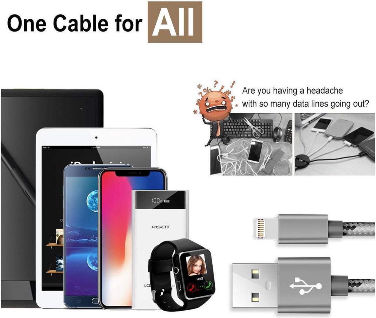 Alt view image 2 of 6 - Lightning & Micro USB Charger Cable, CORN 2 in 1 Fast Dual Charging 3.28ft Nylon Braided Charging Cord Data Sync Cable for iOS iPhone X/8/8 Plus, Samsung HTC Huawei Android Device