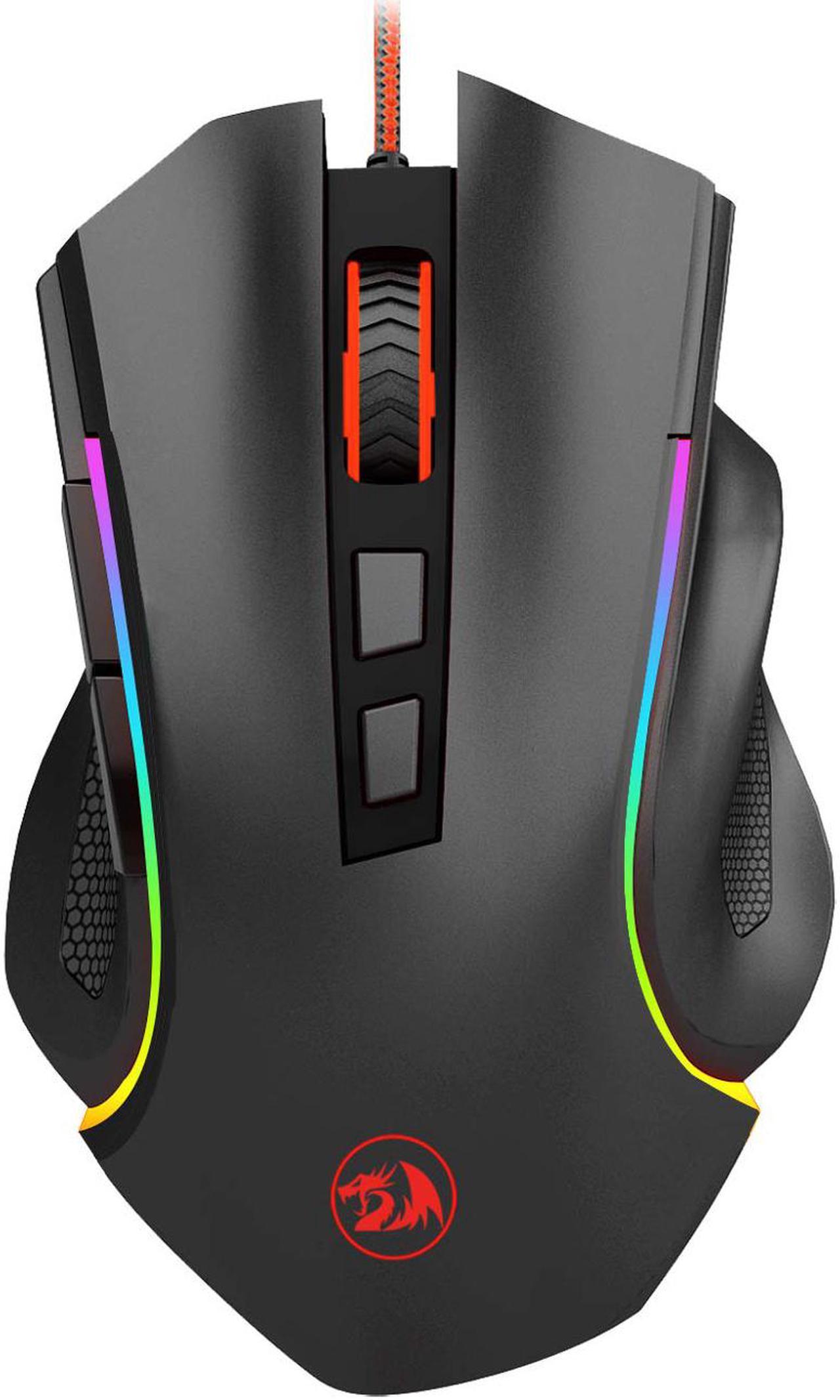 Redragon M602 Wired Gaming Mouse, RGB Spectrum Backlit Ergonomic Mouse, Programmable with 7 backlight modes up to 7200 DPI for Windows PC Gamers - Black