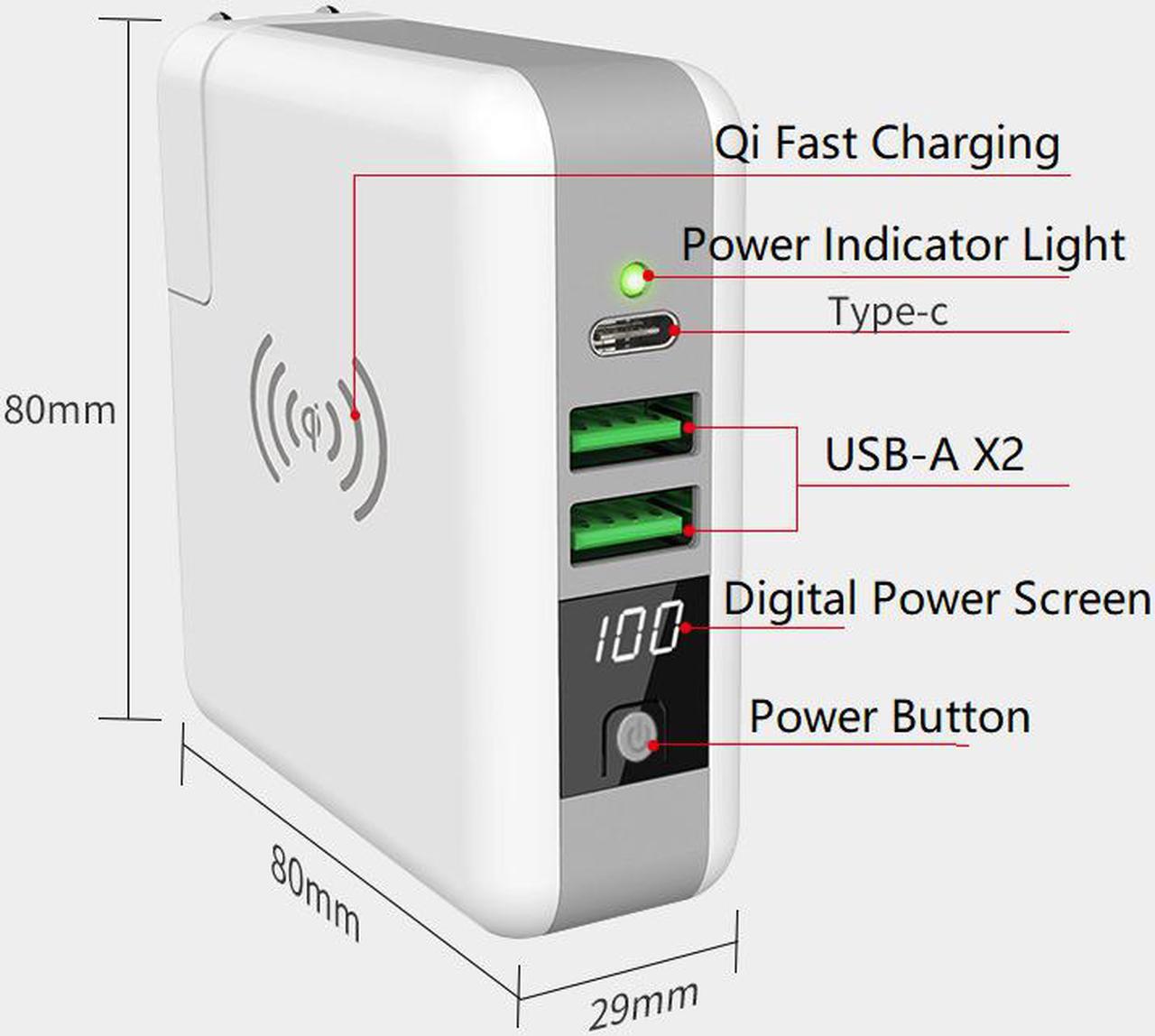 Alt view image 5 of 7 - CORN KP-Super 6700mAh 3-Port USB Wall Charger with Foldable Plug, PowerPort for iPhone Xs/XS Max/XR/X/8/7/6/8Plus, iPad Pro/Air 2/Mini 4/3, Galaxy/Note/Edge, LG, Nexus, HTC, and More