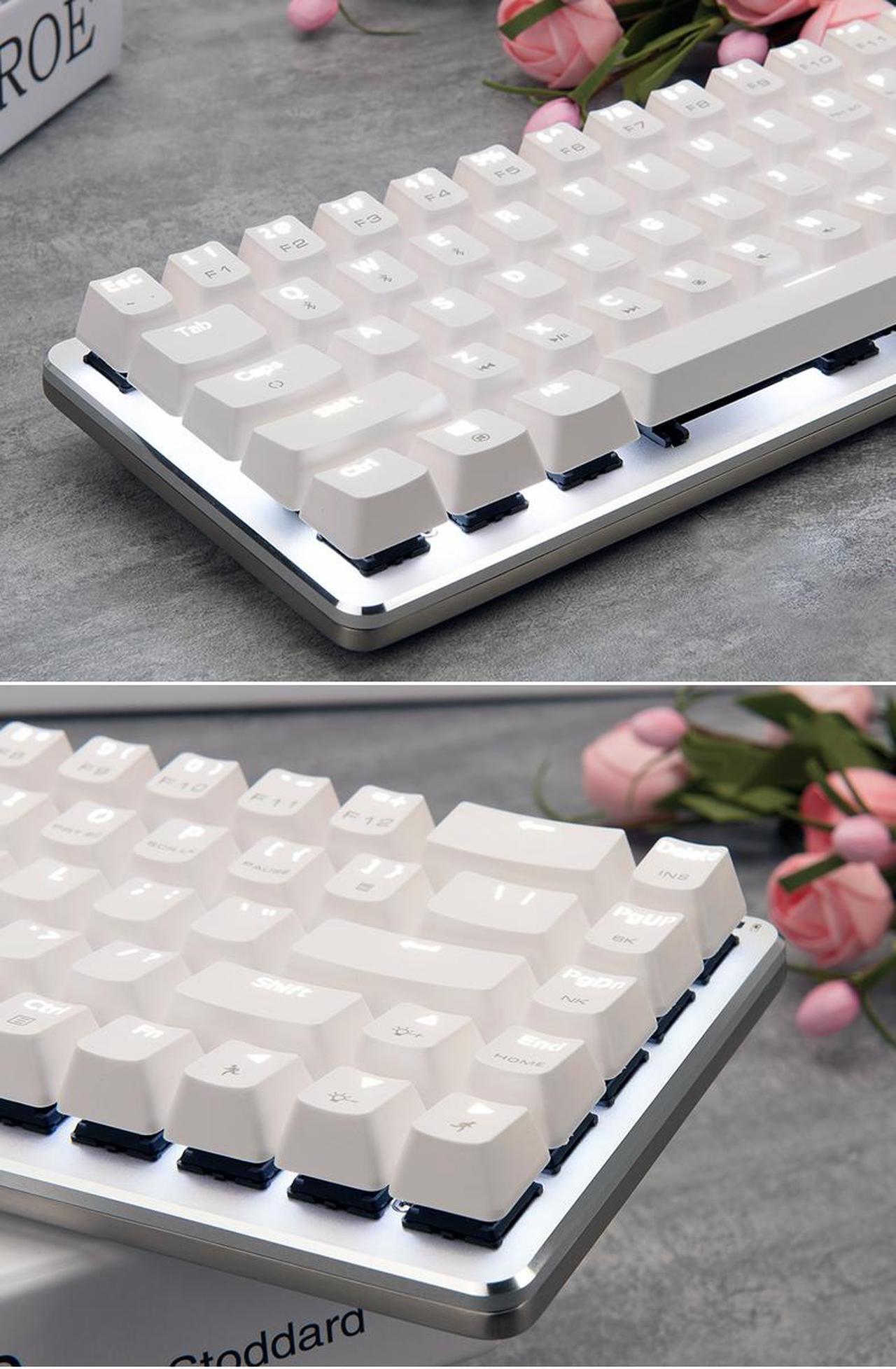 Alt view image 5 of 7 - Ajazz ZN Zinc Metal Wireless Bluetooth Mechanical Cherry Switch Gaming Keyboard for Mac/Windows/Android White Backlit Black Switch