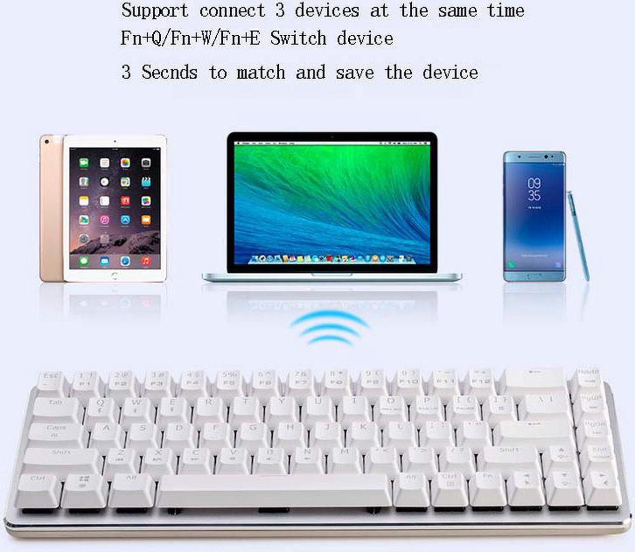 Alt view image 7 of 7 - Ajazz ZN Zinc Metal Wireless Bluetooth Mechanical Cherry Switch Gaming Keyboard for Mac/Windows/Android White Backlit Black Switch