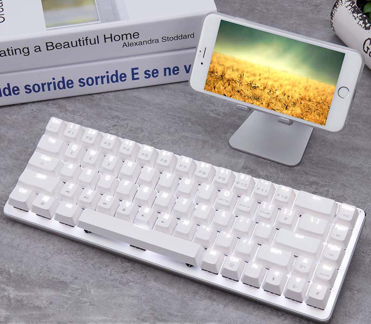 Alt view image 6 of 7 - Ajazz ZN Zinc Metal Wireless Bluetooth Mechanical Cherry Switch Gaming Keyboard for Mac/Windows/Android White Backlit Black Switch