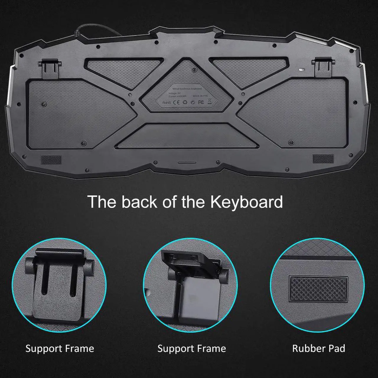 Alt view image 5 of 7 - Crack Backlit Gaming Keyboard and Mouse Combo,BlueFinger 114 Keys USB Wired Mechanical Feeling Keyboard,3 Color Blue/Red/Purple LED Backlit,Keyboard Crack Gaming Mouse Pad for Computer Gamer Office