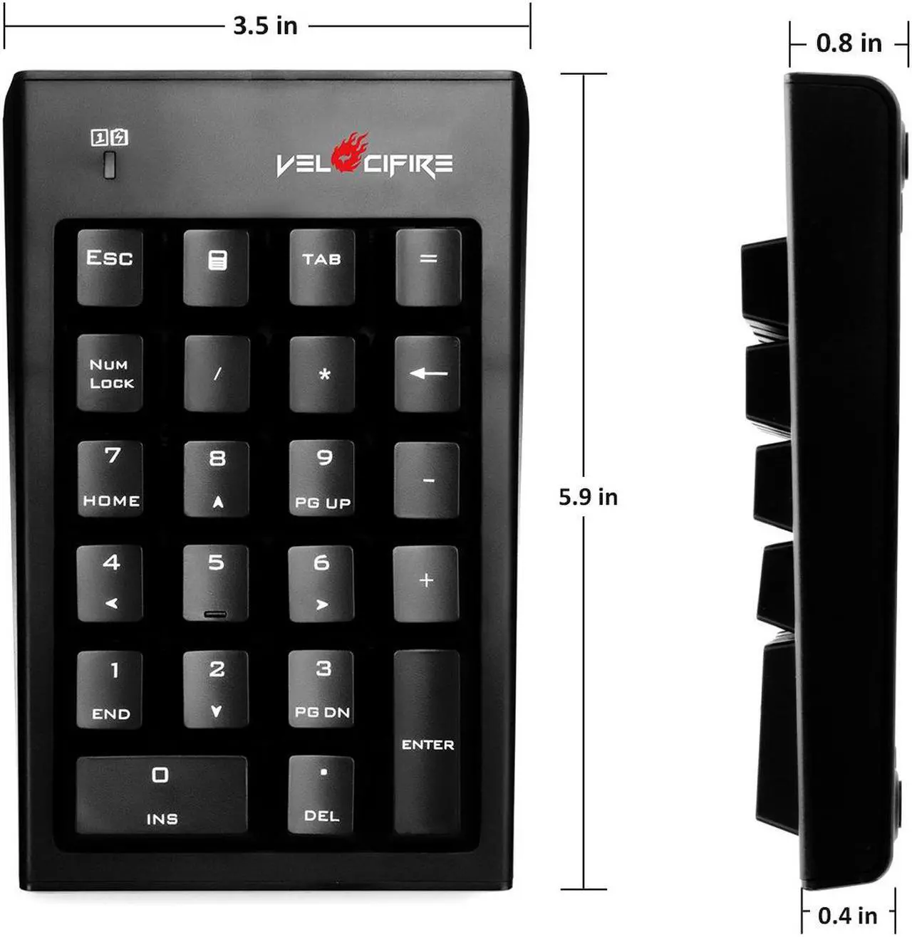 Alt view image 6 of 7 - Velocifire NK01 Wireless Mechanical Number Pad, External Numeric Keypad for TKL Keyboards (Blue Switches)