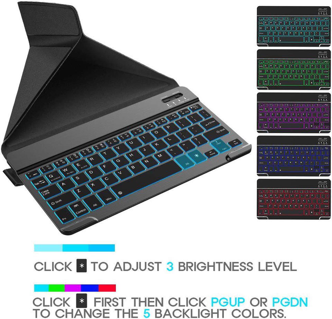 Alt view image 5 of 7 - Nulaxy KM12 Backlit Bluetooth Keyboard with Premium Leather Cover Stand, Ultra-Slim Portable Mini Wireless Keyboard Suitable for iPad Pro Apple iPhone Tablets - Black