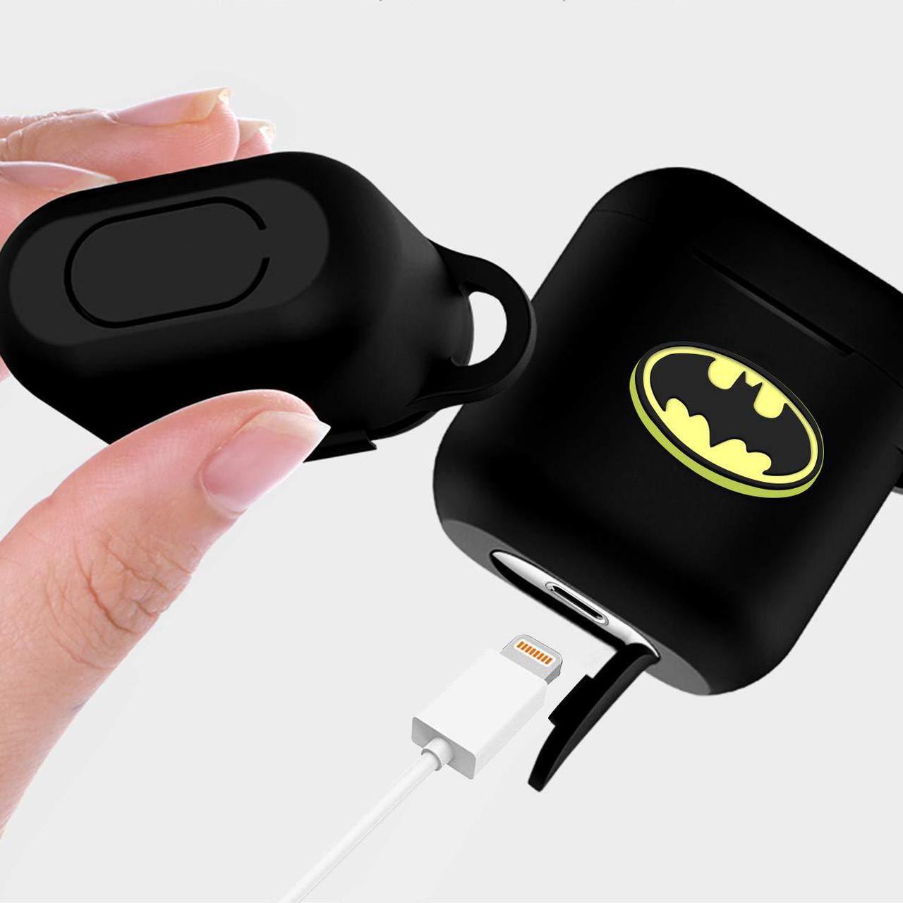 Alt view image 5 of 6 - CORN Marvel Airpods Case Airpods Accessories Protective Silicone Cover and Skin with Carabiner for Apple Airpods Charging Case (Batman)