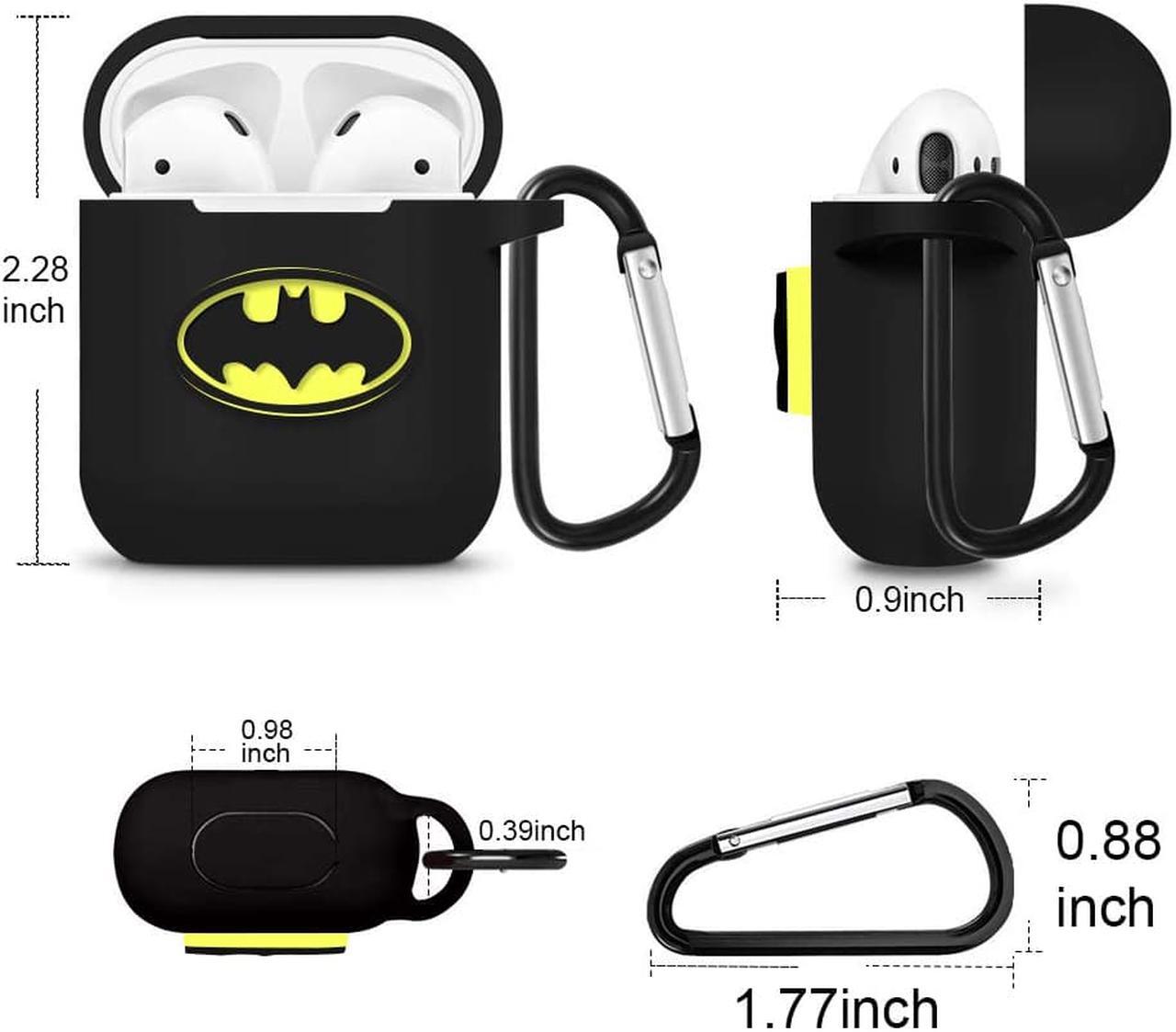 Alt view image 6 of 6 - CORN Marvel Airpods Case Airpods Accessories Protective Silicone Cover and Skin with Carabiner for Apple Airpods Charging Case (Batman)