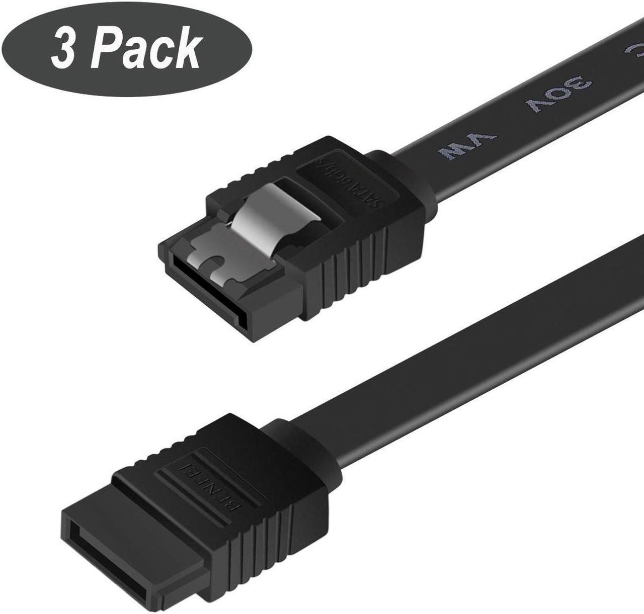 CORN SATA Cable III 3 Pack 6Gbps Straight HDD SDD Data Cable with Locking Latch 16 Inch(40cm) for SATA HDD, SSD, CD Driver, CD Writer