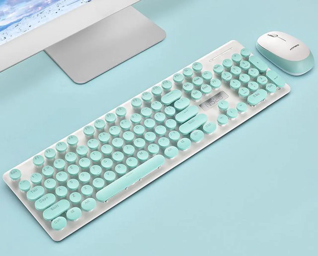Main image of Technology N520 Ergonomic Design, Retro Chiclet Round Keycaps, 2.4GHz  Wireless Connectivity Silent Typing  Keyboard And 1600DPI  Mouse Combo For Office And Game - Blue