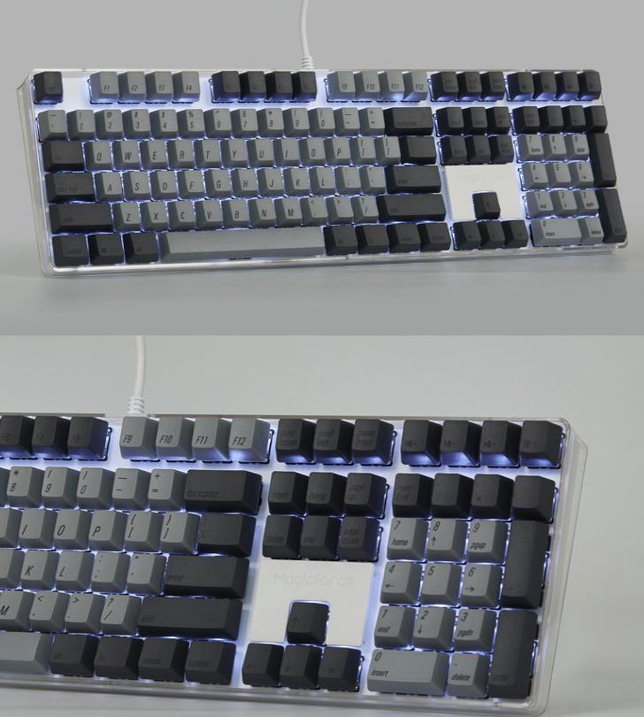 Alt view image 7 of 7 - Qisan Magicforce N-key Rollover  Mechanical Keyboard Gaming Keyboard Gatron Red 100% Full Size 108 Keys with White Backlight Case,PBT Keycaps