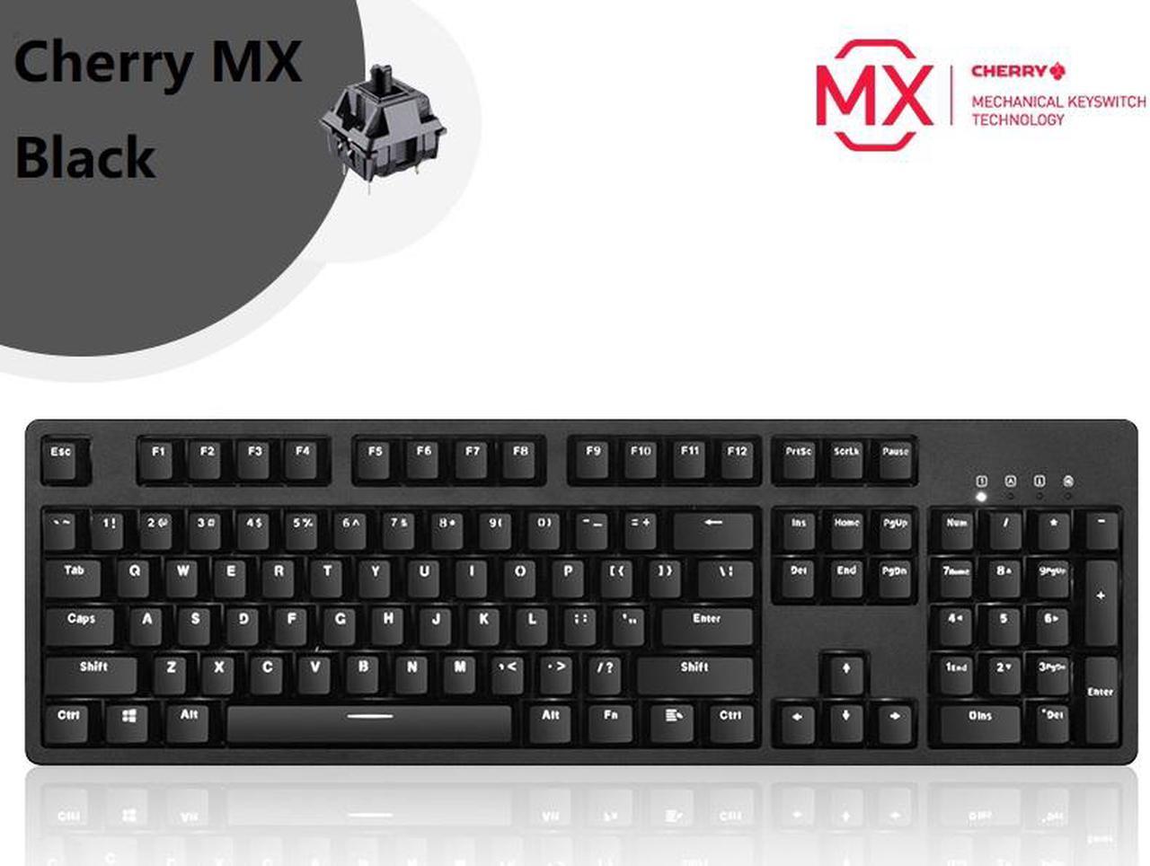 A-jazz AK535  N-key Rollover  Ergonomic Design,Cool Exterior USB Wired Cherry  MX Black Mechanical Gaming  Keyboard For Office And Game, White Backlit, PBT Keycaps  - Black