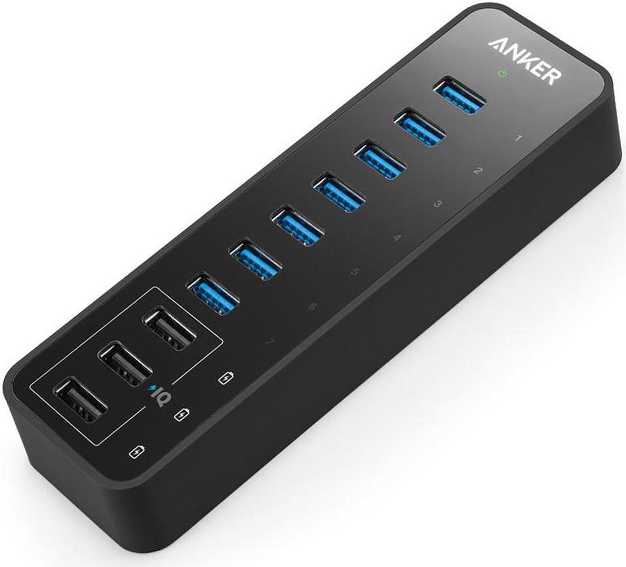 10 Port 60W Data Hub with 7 USB 3.0 Ports and 3 PowerIQ Charging Ports for Macbook, Mac Pro/mini, iMac, XPS, Surface Pro, iPhone 7, 6s Plus, iPad Air 2, Galaxy Series, Mobile HDD, and More