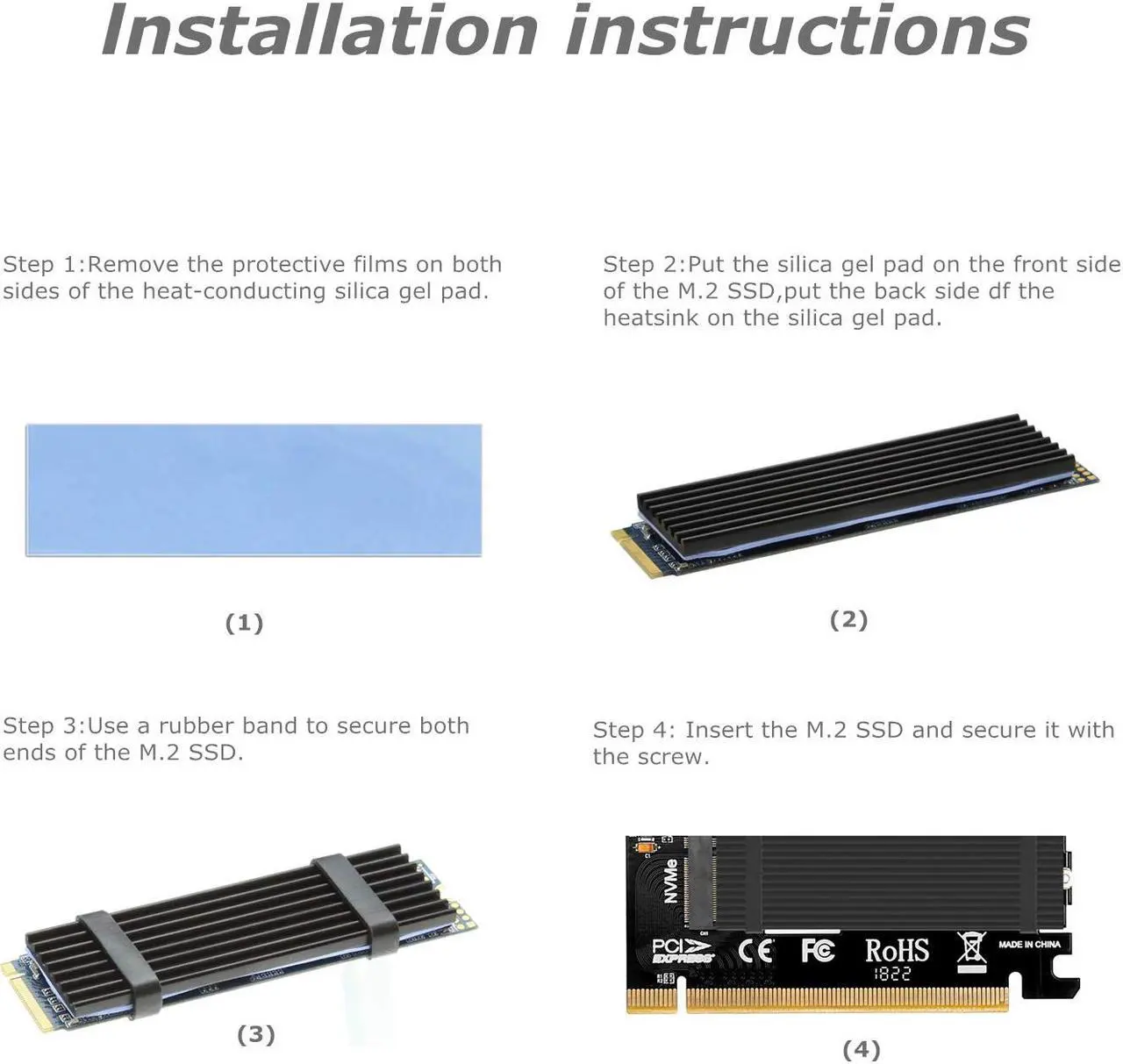 Alt view image 4 of 4 - CORN NVME Adapter with Heat Sink fo M.2 NVME (M-Key) SSD to PCIE 3.0 X16 Expansion Card,Compatible for Windows 7/8 / 10