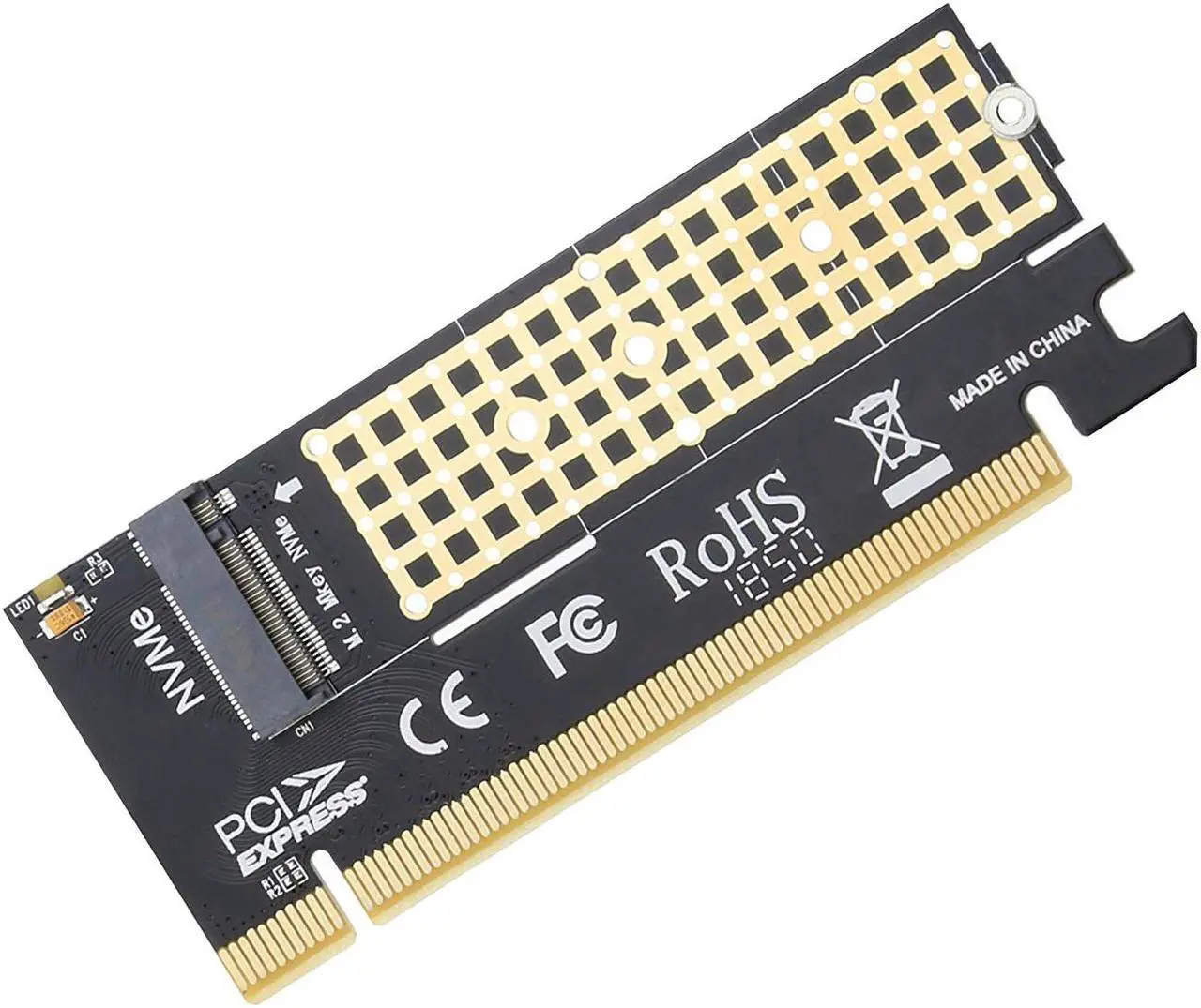 Alt view image 3 of 4 - CORN NVME Adapter with Heat Sink fo M.2 NVME (M-Key) SSD to PCIE 3.0 X16 Expansion Card,Compatible for Windows 7/8 / 10