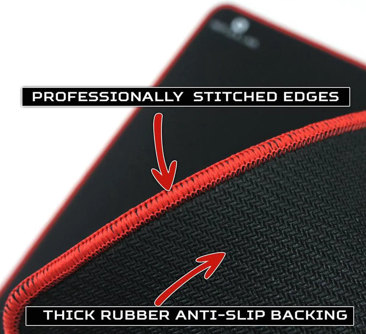 Alt view image 4 of 5 - Reflex Lab Large Extended Gaming Mouse Pad Mat XXL, Stitched Edges, Waterproof, Ultra Thick 5mm, Wide & Long Mousepad 36”x12”x.20" Red
