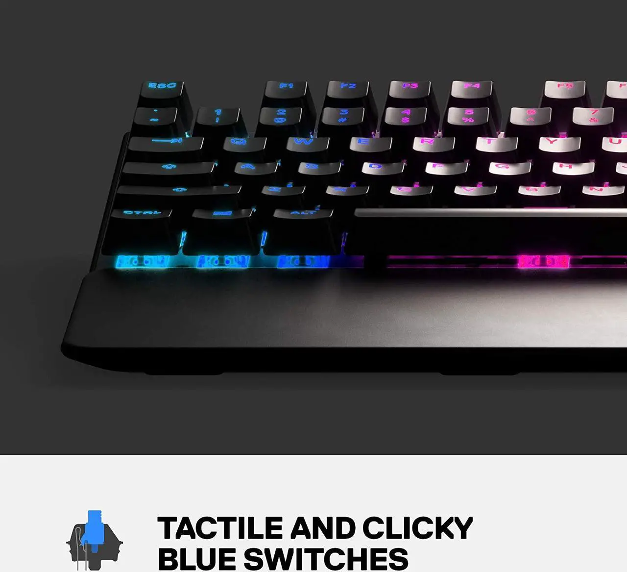 Alt view image 3 of 7 - SteelSeries Apex 7 TKL Compact Mechanical Gaming Keyboard – OLED Smart Display – USB Passthrough and Media Controls – Tactile and Clicky – RGB Backlit (Blue Switch)