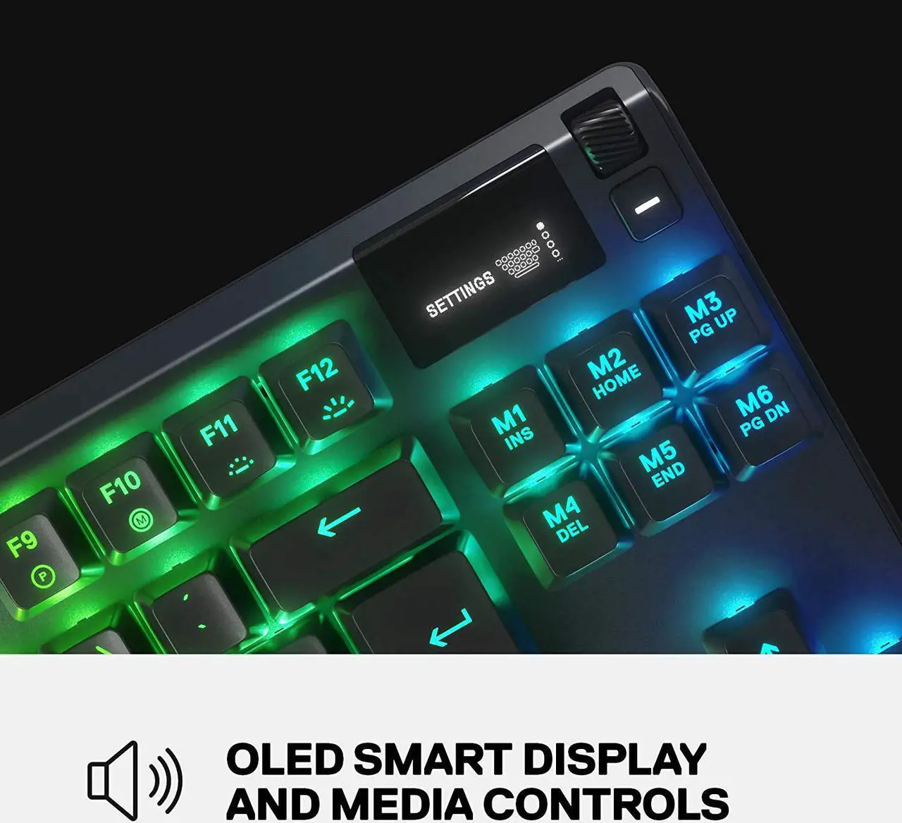Alt view image 4 of 7 - SteelSeries Apex 7 TKL Compact Mechanical Gaming Keyboard – OLED Smart Display – USB Passthrough and Media Controls – Tactile and Clicky – RGB Backlit (Blue Switch)