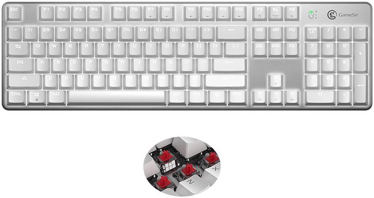 GameSir GK300 Wireless Bluetooth/2.4G Mechanical Gaming Keyboard TTC Red Switch- White