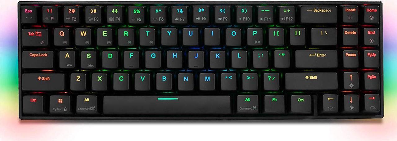 RK71 Mechanical Keyboard RGB Backlit 71 Keys Small Compact Gaming Keyboard, Wired/Wireless Bluetooth Mini Portable Keyboard Gaming/Office for iOS Android Windows PC and MacOS, Red Switch