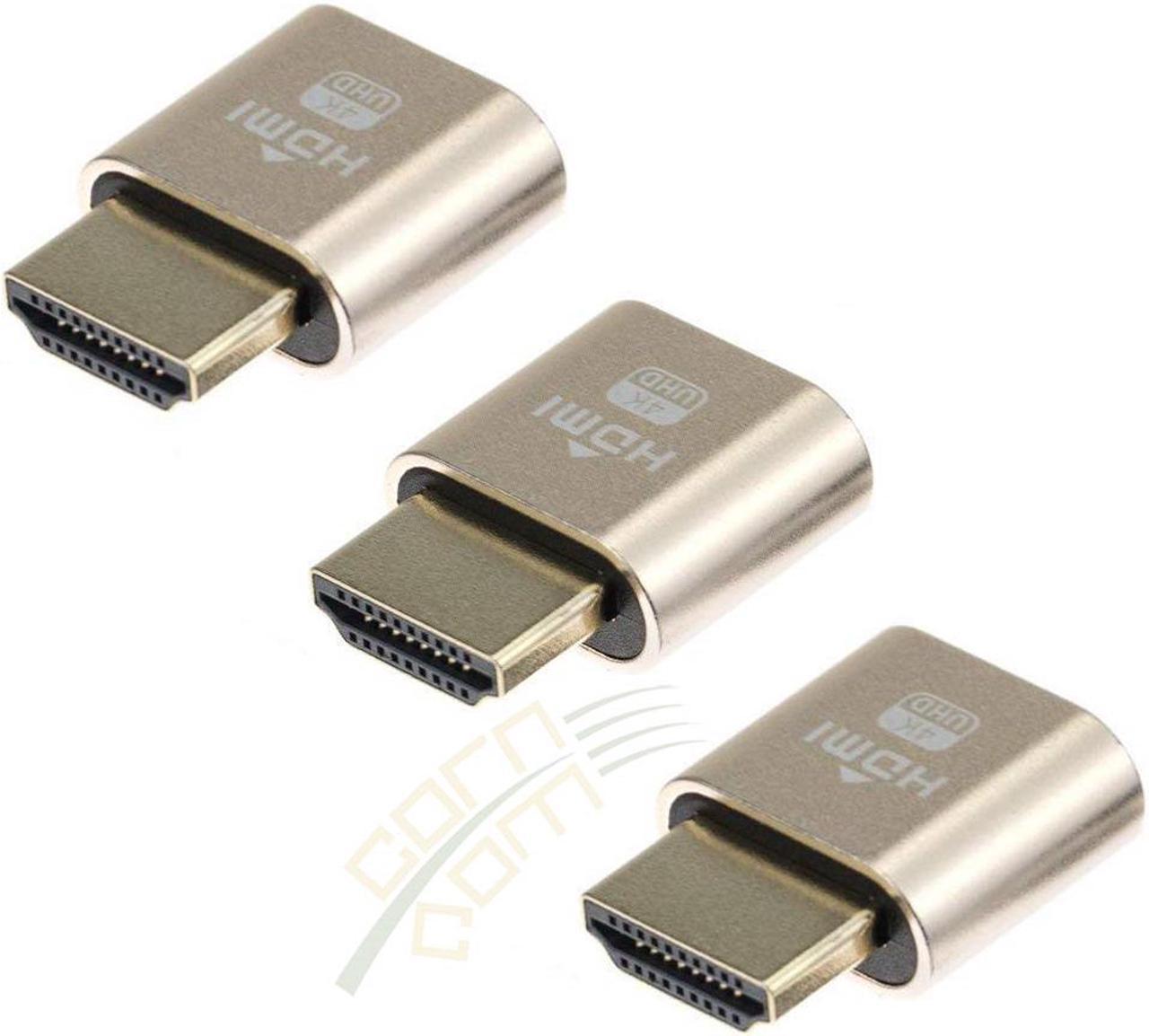 CORN New Generation 4K HDMI Dummy Plug | High Resolution Virtual Screen Display Supports up to 3840×2160@60Hz, 1080@120Hz DVI EDID Adapter (3 Pack)