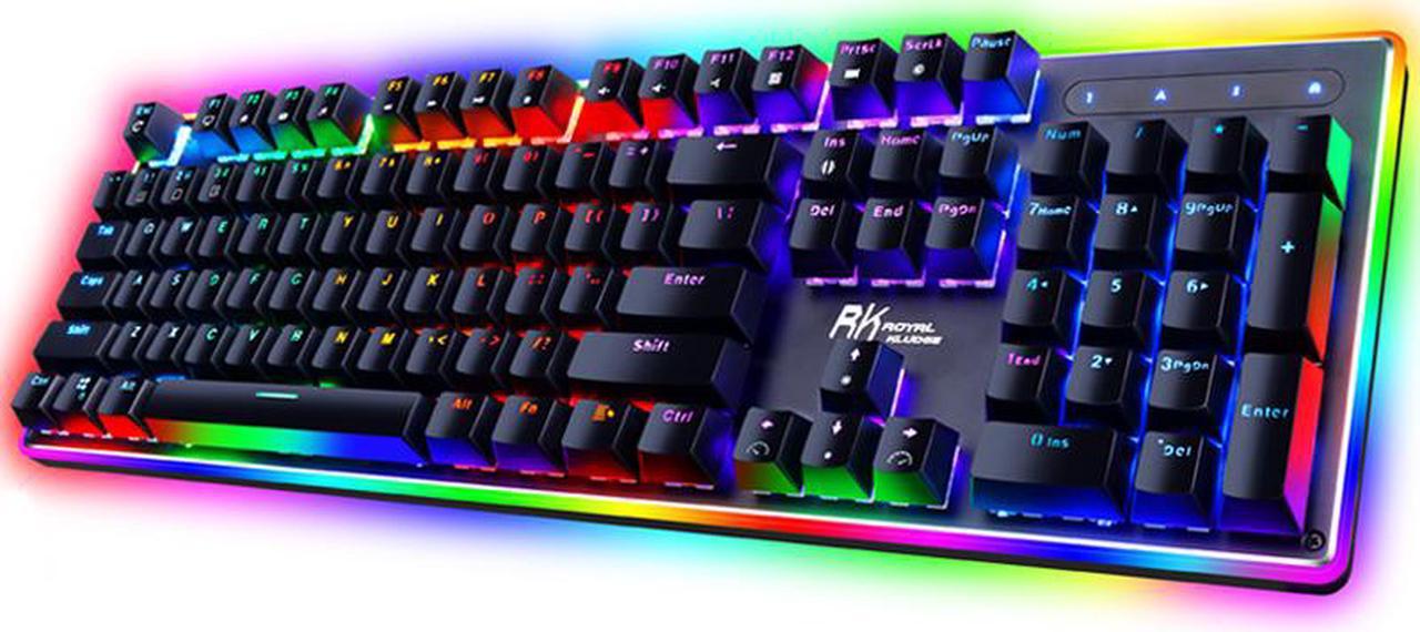 Royal Kludge RK951 Ergonomic Design,Cool Exterior, Mixed Colored Backlit,USB Wired, All Programmable Keys, N-KeyRollover  Mechanical  Gaming  Keyboard  For Office And Game - Black( Brown Switch)