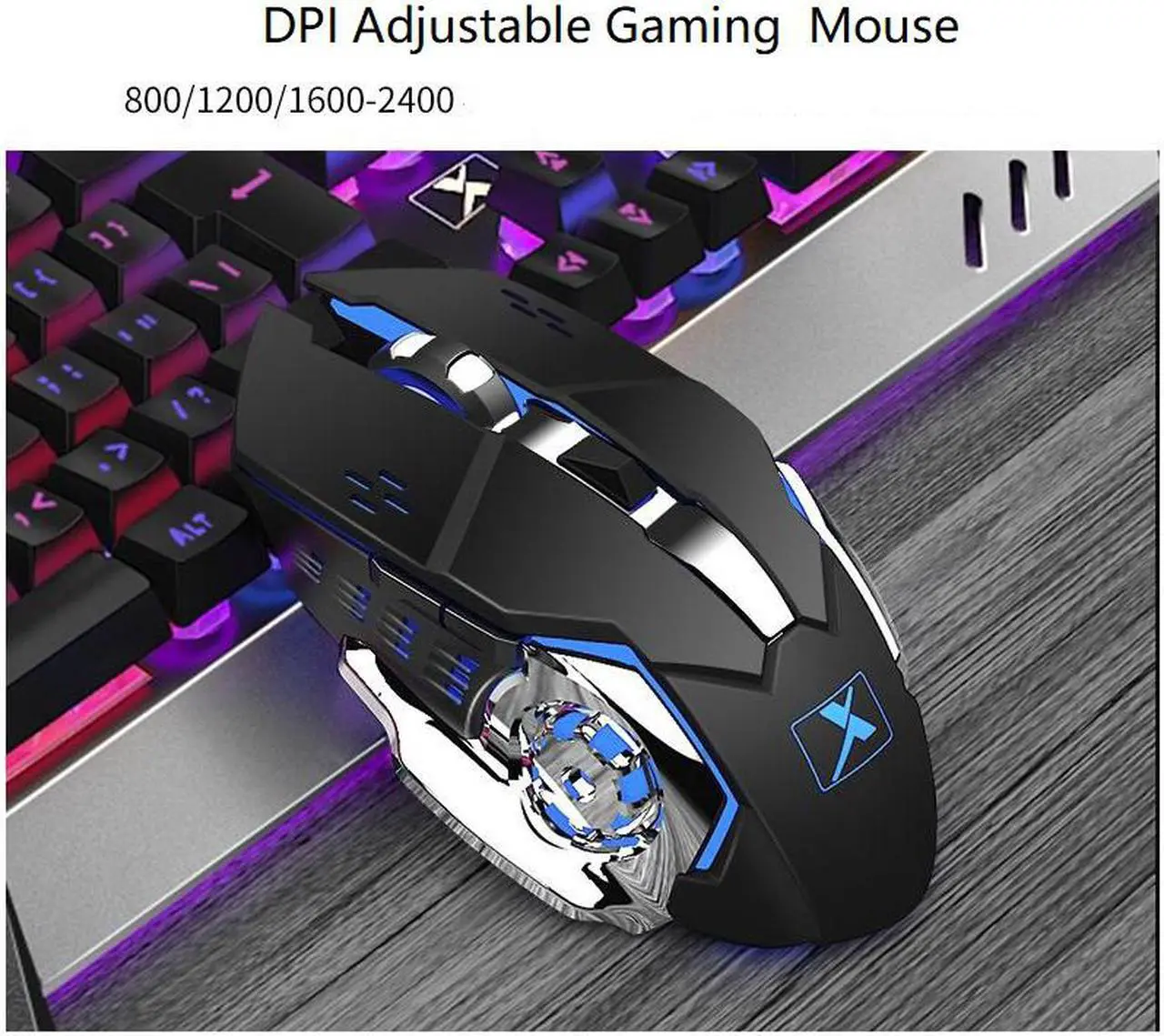 Alt view image 7 of 7 - CORN Technology K680 Ergonomic Design,Cool Exterior Waterproof Wired 26 Anti-ghosting Keys Mechanical Feeling, Rainbow Backlit Keyboard And 2400DPI Mouse and Bluetooth Headset Combo-Black