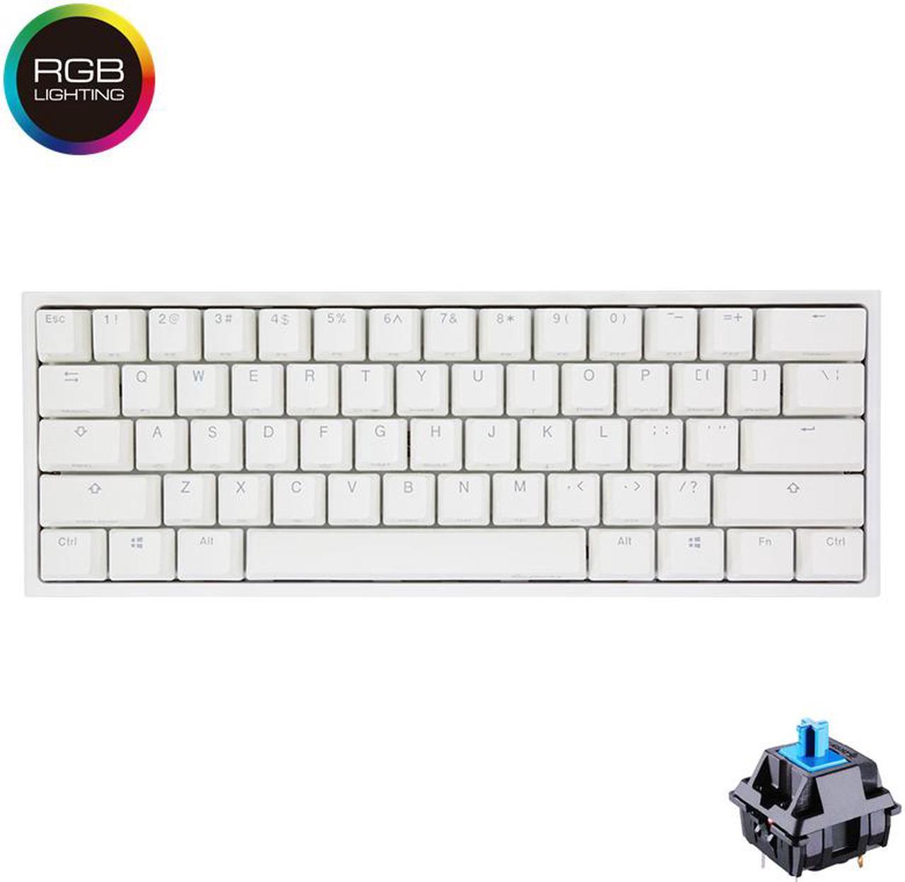 Ducky One 2 mini RGB, All Non-conflicting 61Keys, Cherry MX Blue Mechanical RGB Backlit Gaming Keyboard - White