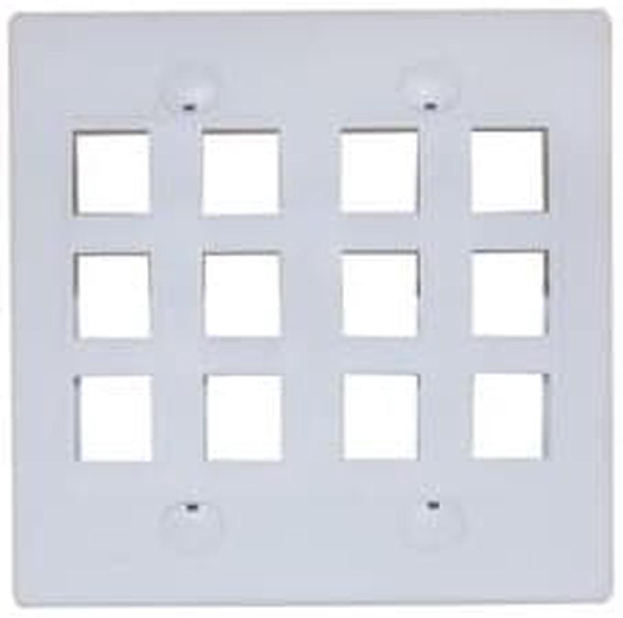 Alt view image 2 of 3 - Cable Wholesale Dual Gang Wall Plate, 12 Hole for keystone Jack , White