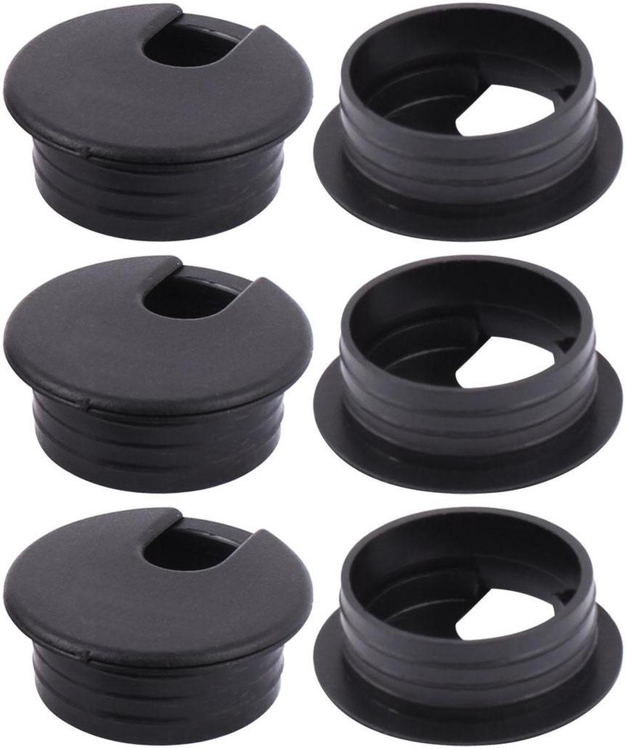 Unique Bargains 35mm Dia PC Computer Desk Table Plastic Grommet Wire Cable Hole Cover Black 6pcs