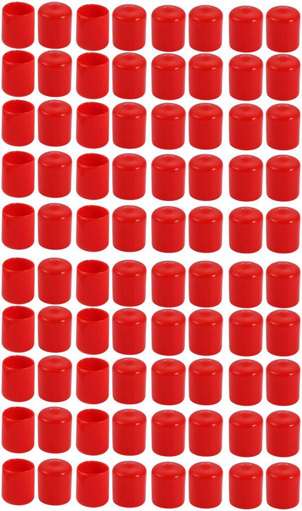 100Pcs 16mm Inner Dia PVC Flexible Vinyl End Cap Screw Thread Protector Cover Red