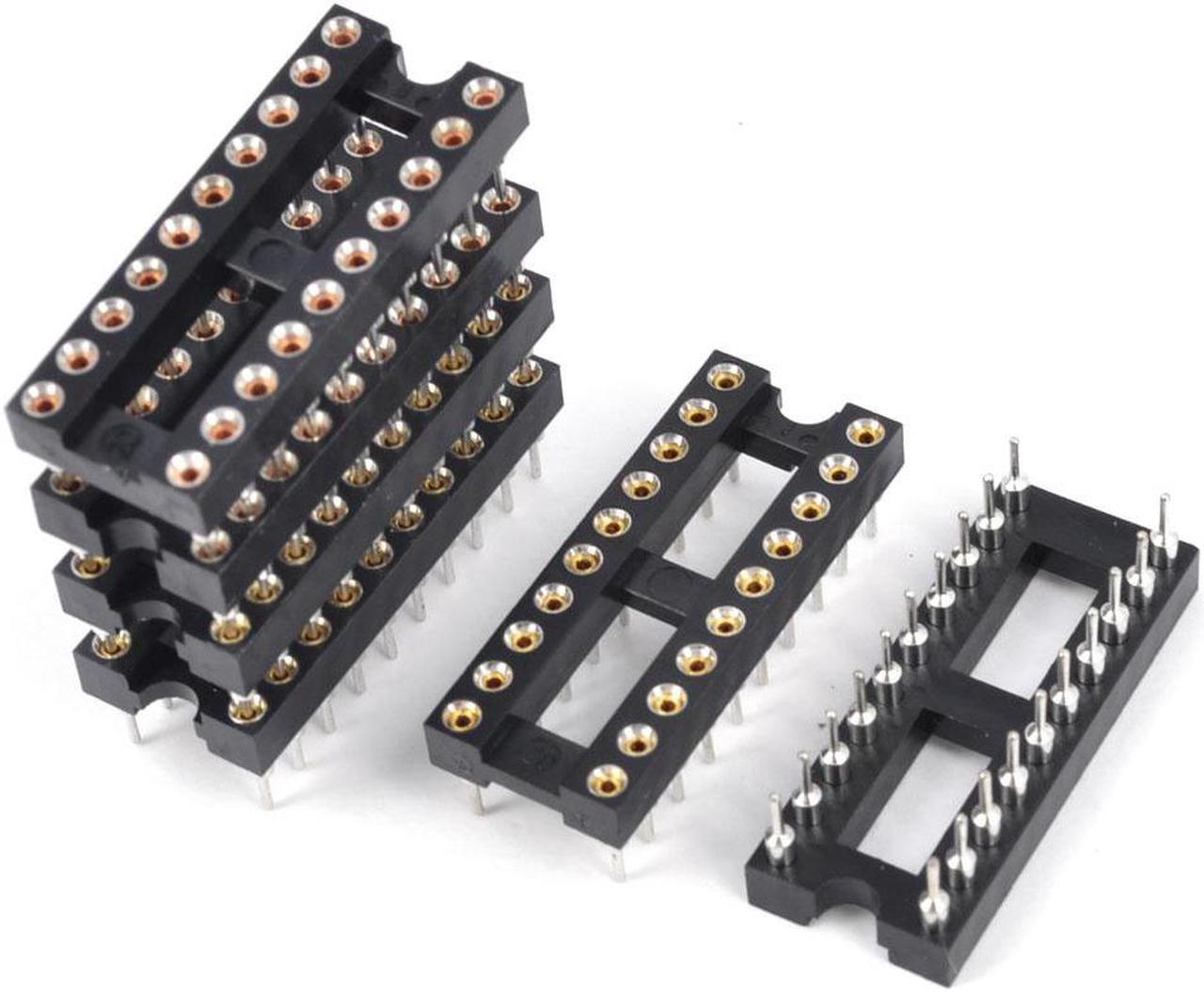 Unique Bargains 6 x 2.54mm Pitch 20-Pins Round Hole Soldering DIP IC Socket Adapter Narrow