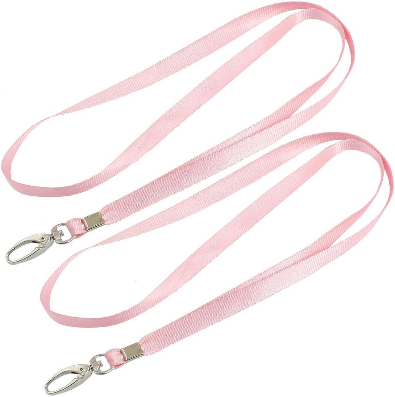 Unique Bargains 2 Pcs Pink Nylon String Keys Card Holding Lanyard 16.1"