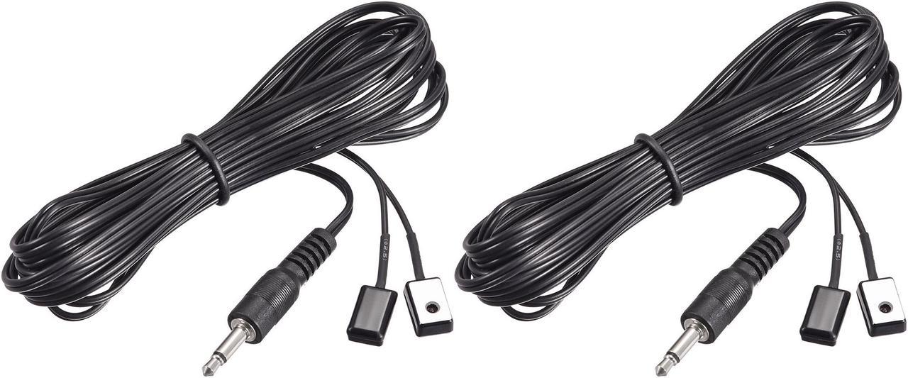 IR Infrared Emitter Extension Cable 9.8ft Long 45 Degree Emission Angle 3.5mm Jack 2 Black Head 2pcs