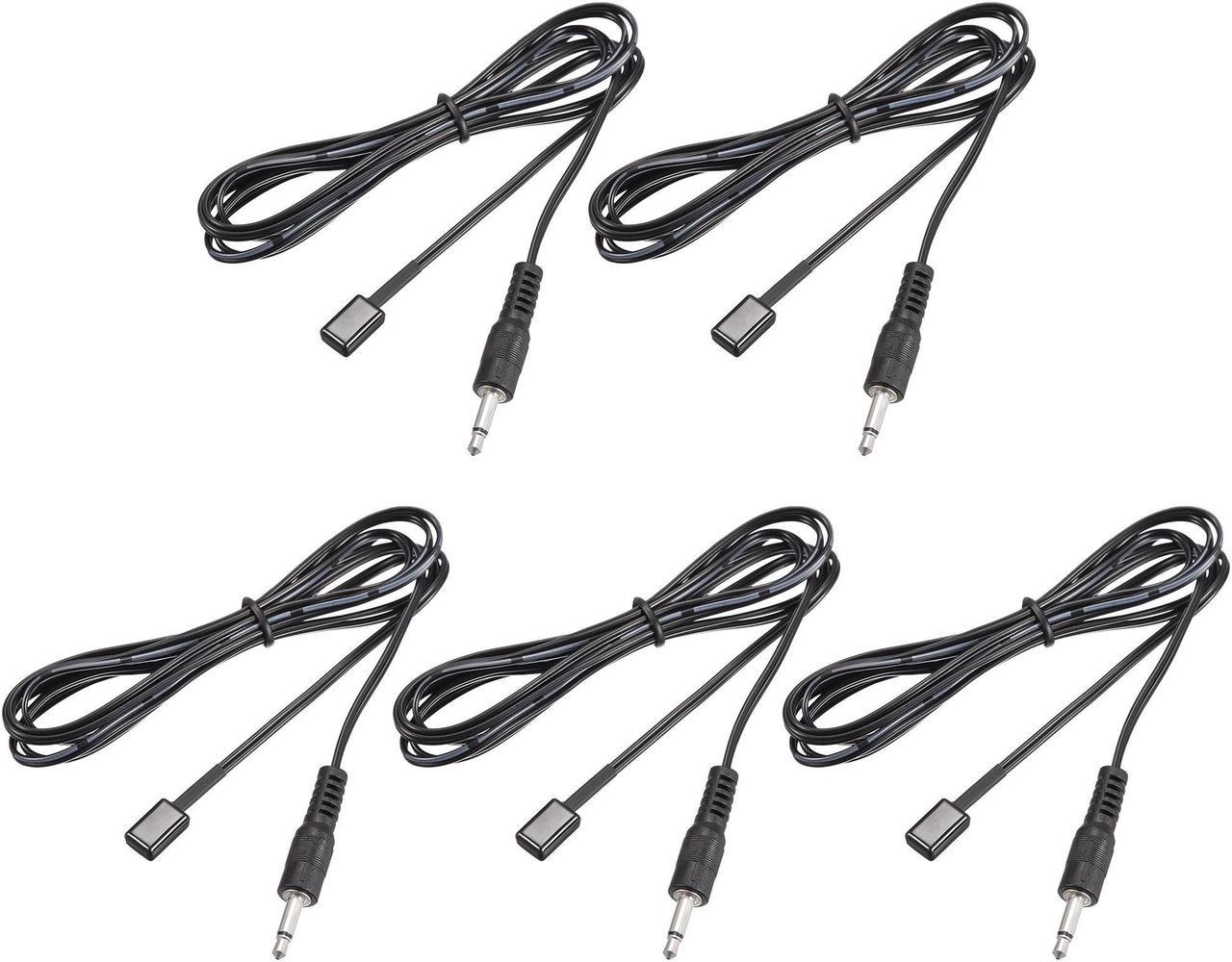 IR Infrared Emitter Extension Cable 4.9ft Long 45 Degree Emission Angle 3.5mm Jack Single Black Head 5pcs