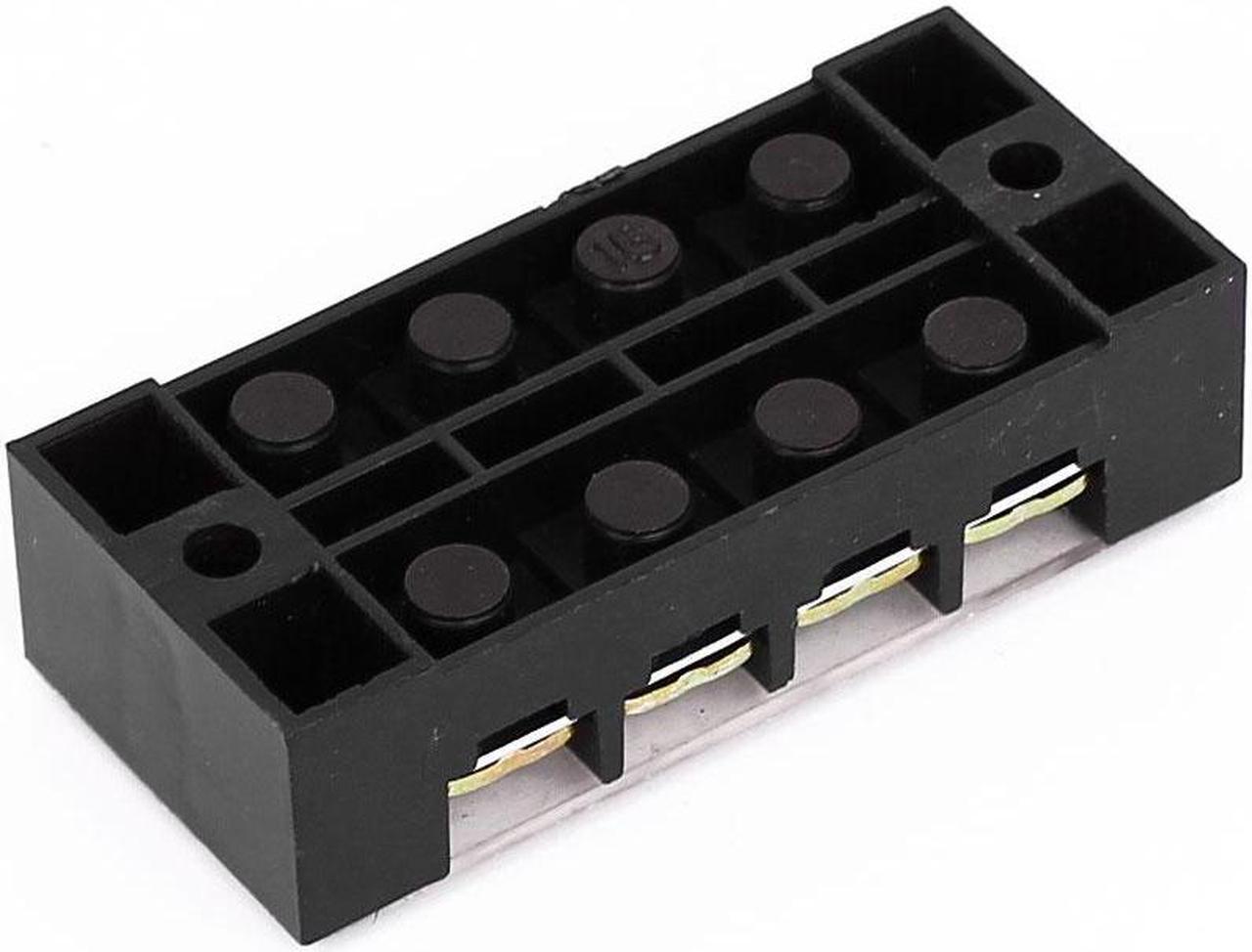 Alt view image 3 of 3 - 600V 25A Dual Rows 4 Positions 8 Screw Terminal Barrier Block Strip w Cover 2pcs