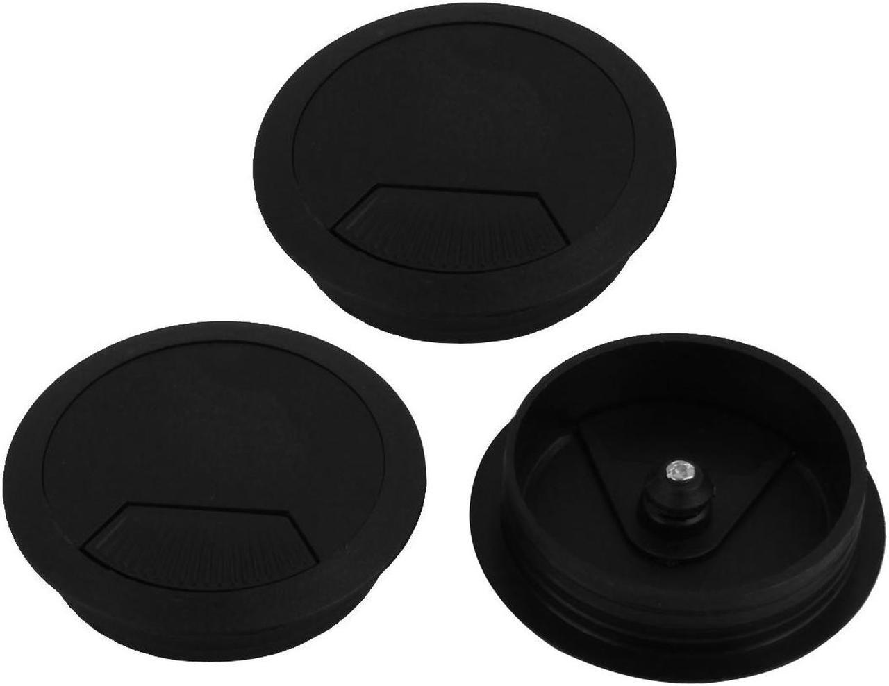 Unique Bargains Computer Desk Table 60mm Dia Blk Plastic Grommet 3 Pcs