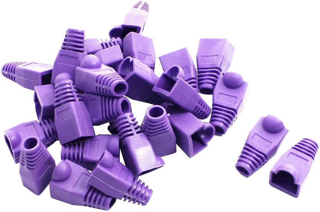 Unique Bargains 25 Pcs Ethernet Network Cable RJ45 Plug Head Boots Cover Cap Purple