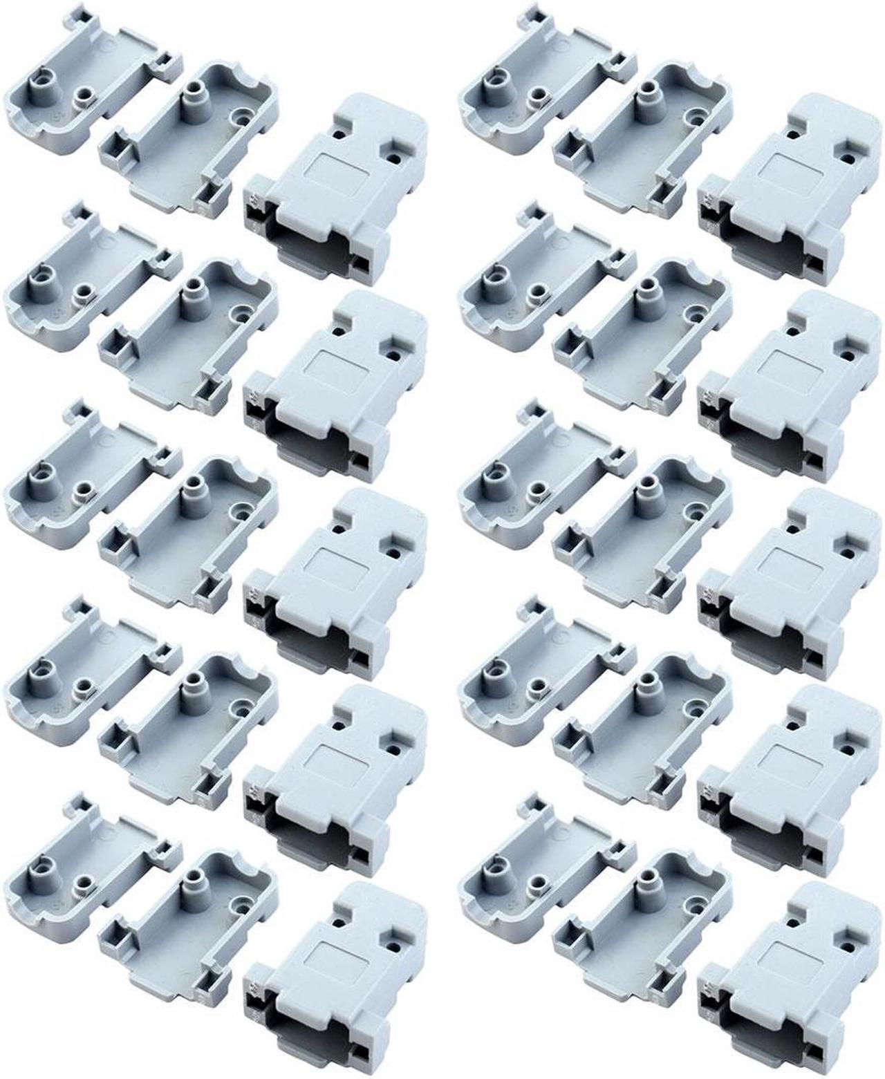 20 Pieces DB9 9Pin Connector Plastic Shell Hood Cover Housing Replacement Gray