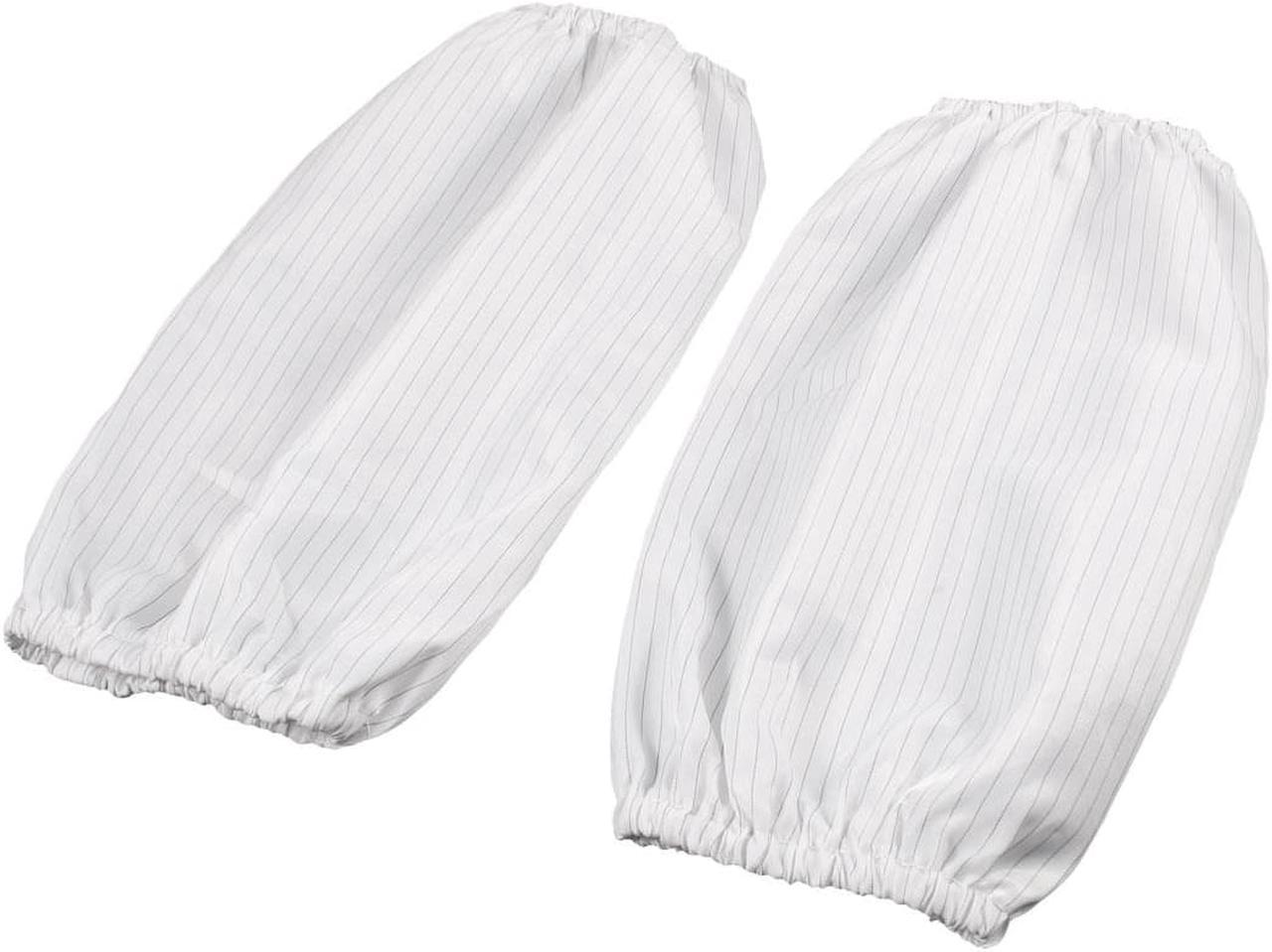 Unique Bargains 10.6" Long White Black Stripe Terylene Oversleeves Sleevelet 2 Pcs