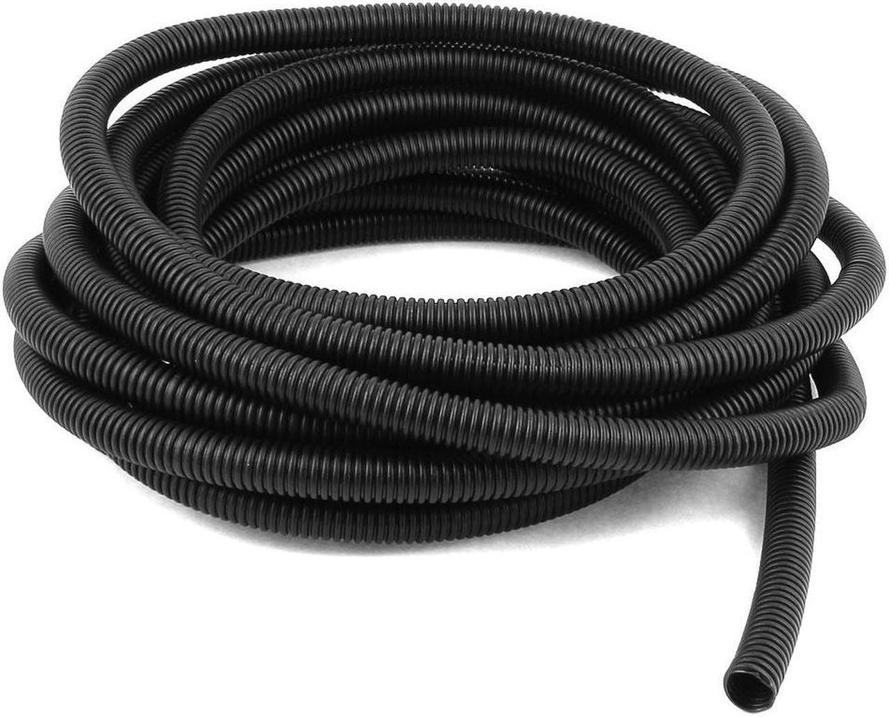 13mmx10mm Dia Black Conduit Corrugated Cable Tube Bellows Hose Wire Protector 6M