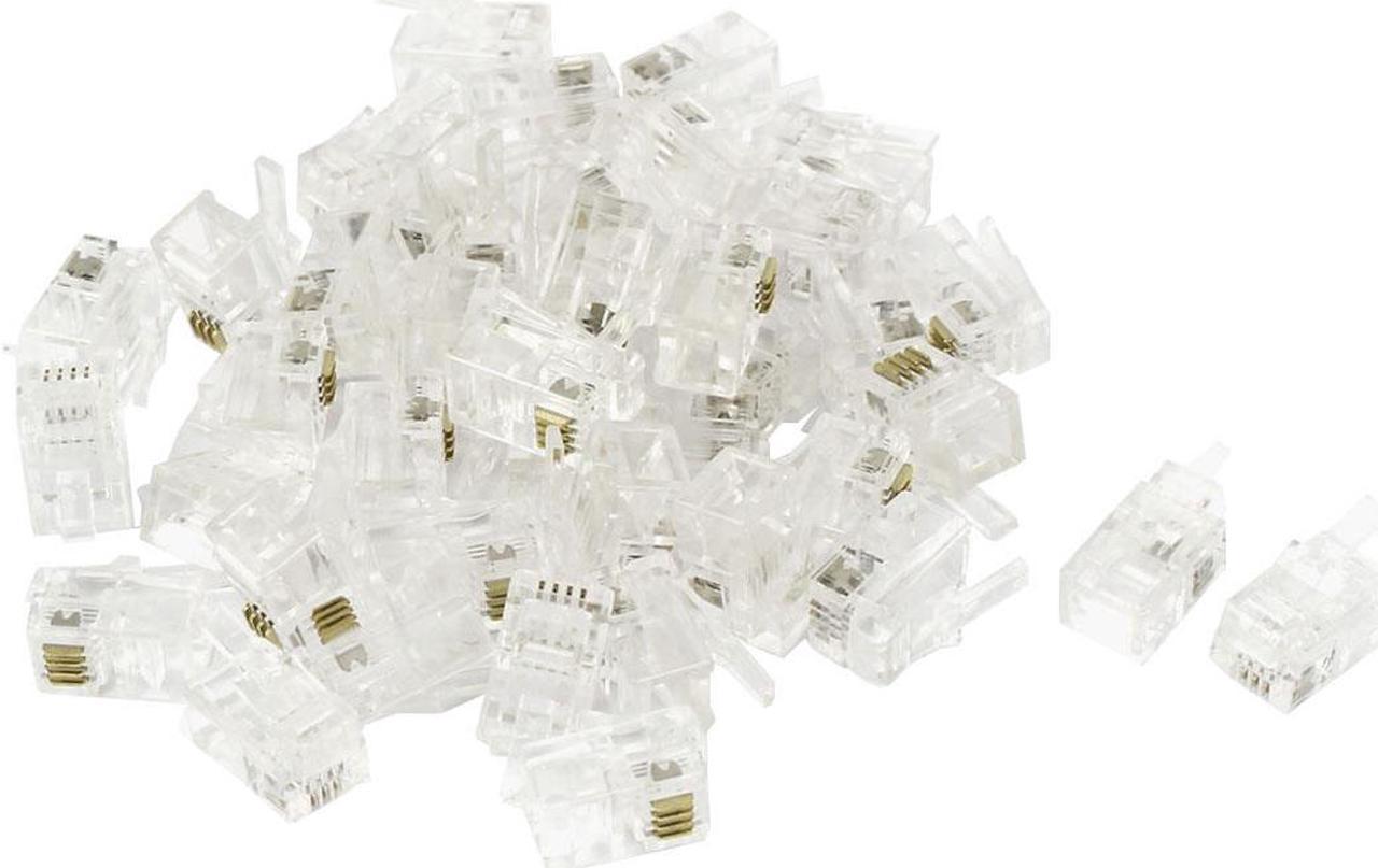 Unique Bargains 40 Pcs RJ9 4P4C Telephone Cable End Phone Adapter Connector Modular Plug