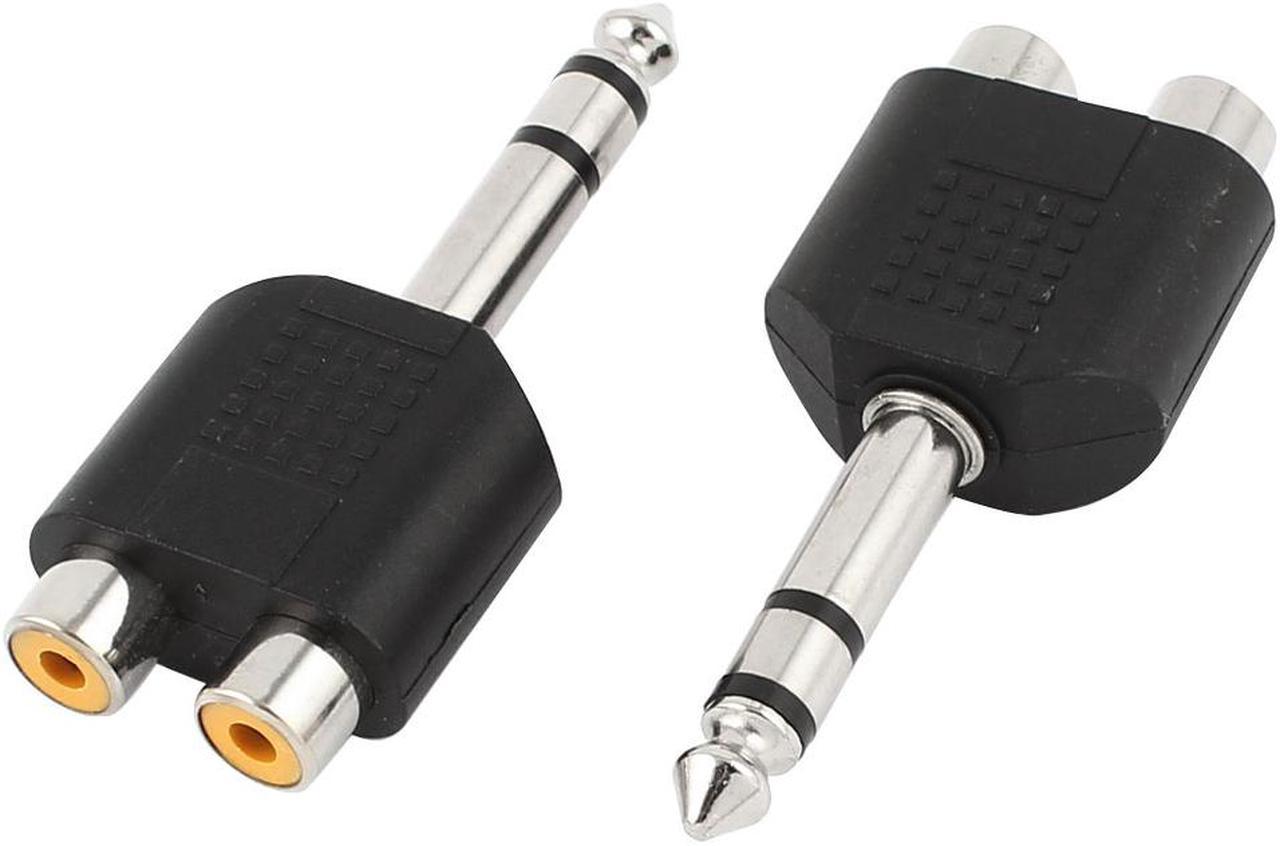 Unique Bargains 2Pcs 6.5mm 1/4" Male to Double RCA Female F/M Stereo Audio Adapter Coupler