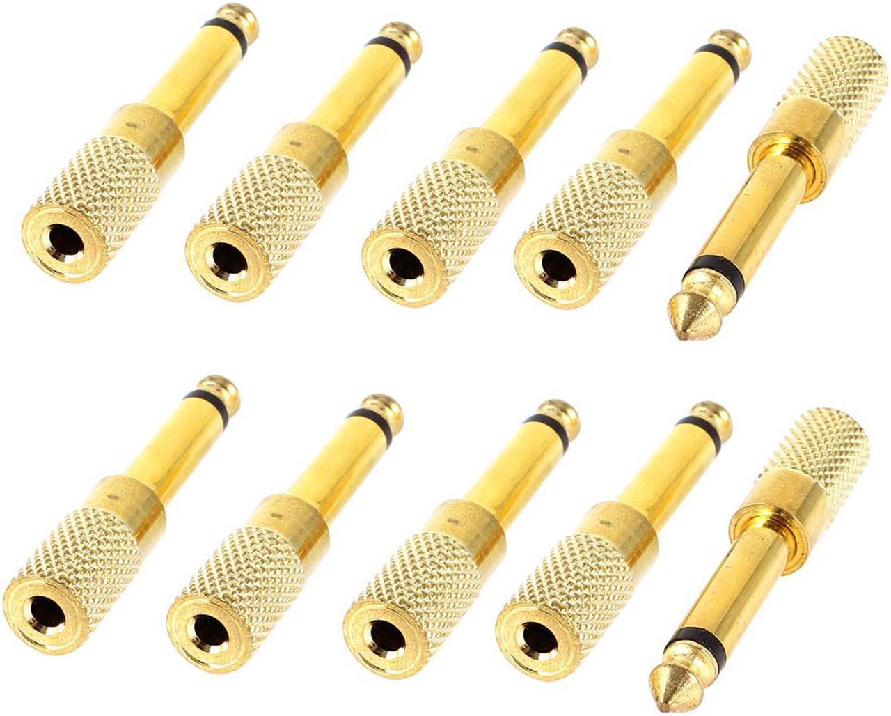 Unique Bargains 10 x Gold Tone 3.5mm Female Jack to 6.35mm Male Plug Audio Mono Adapter Couplers